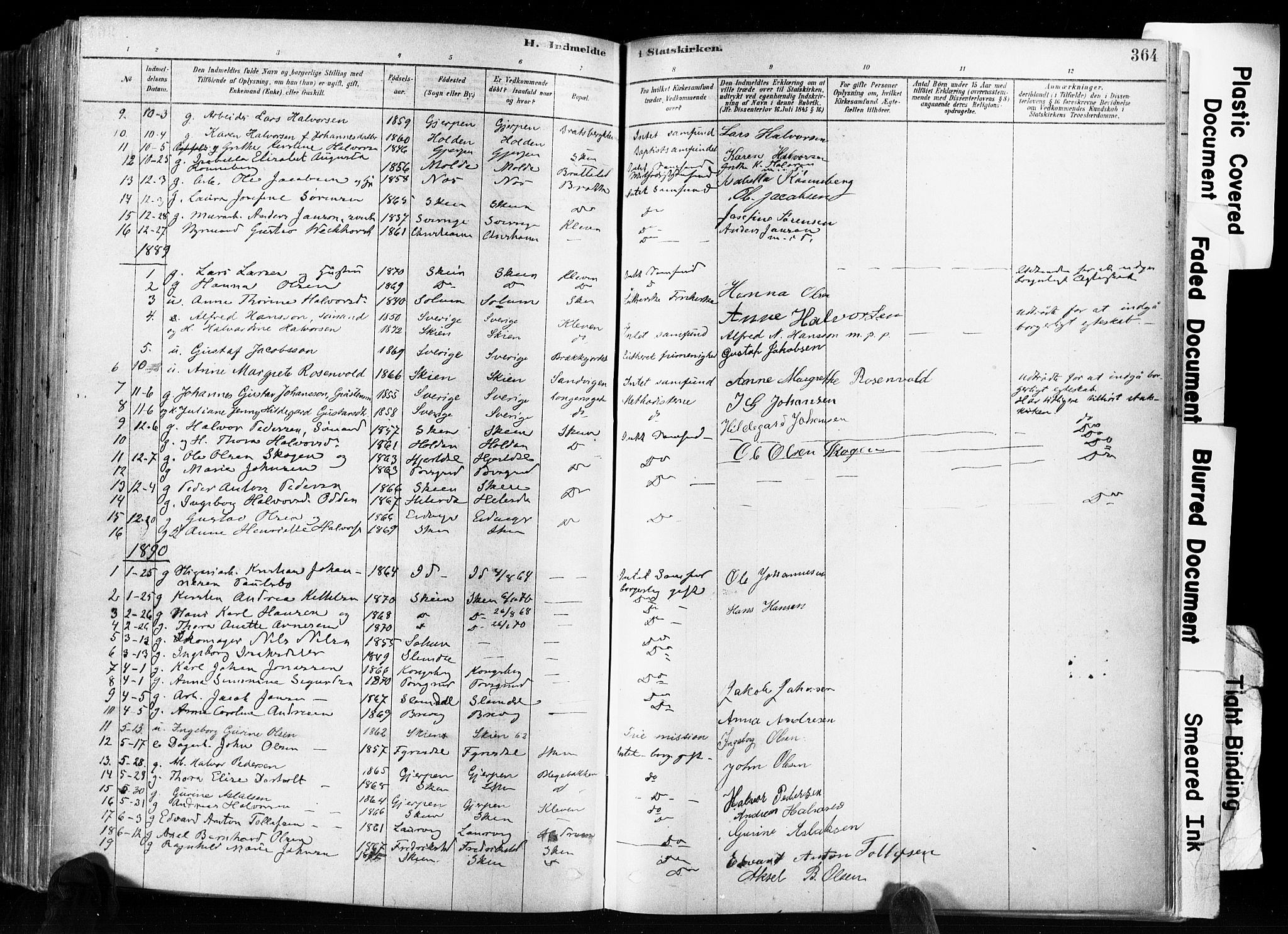 Skien kirkebøker, SAKO/A-302/F/Fa/L0009: Parish register (official) no. 9, 1878-1890, p. 364
