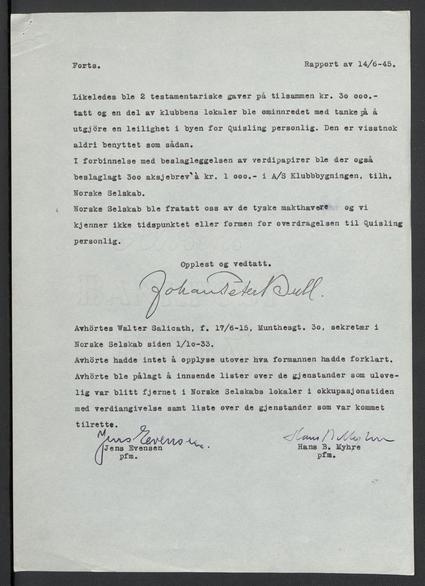 Landssvikarkivet, Oslo politikammer, AV/RA-S-3138-01/D/Da/L0003: Dnr. 29, 1945, p. 2814