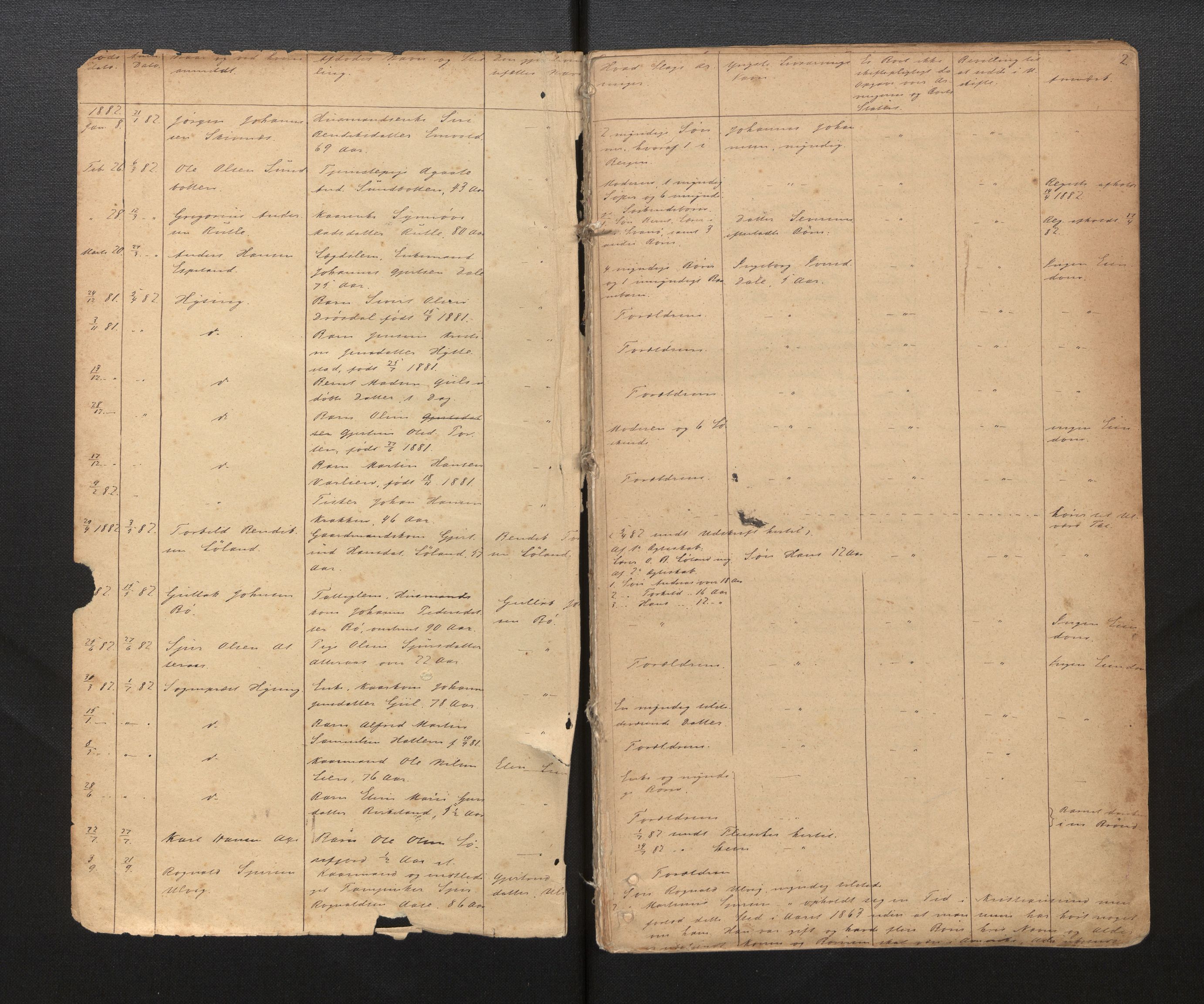 Lensmannen i Hyllestad, AV/SAB-A-28301/0006/L0005: Dødsfallprotokoll, 1882-1912, p. 2