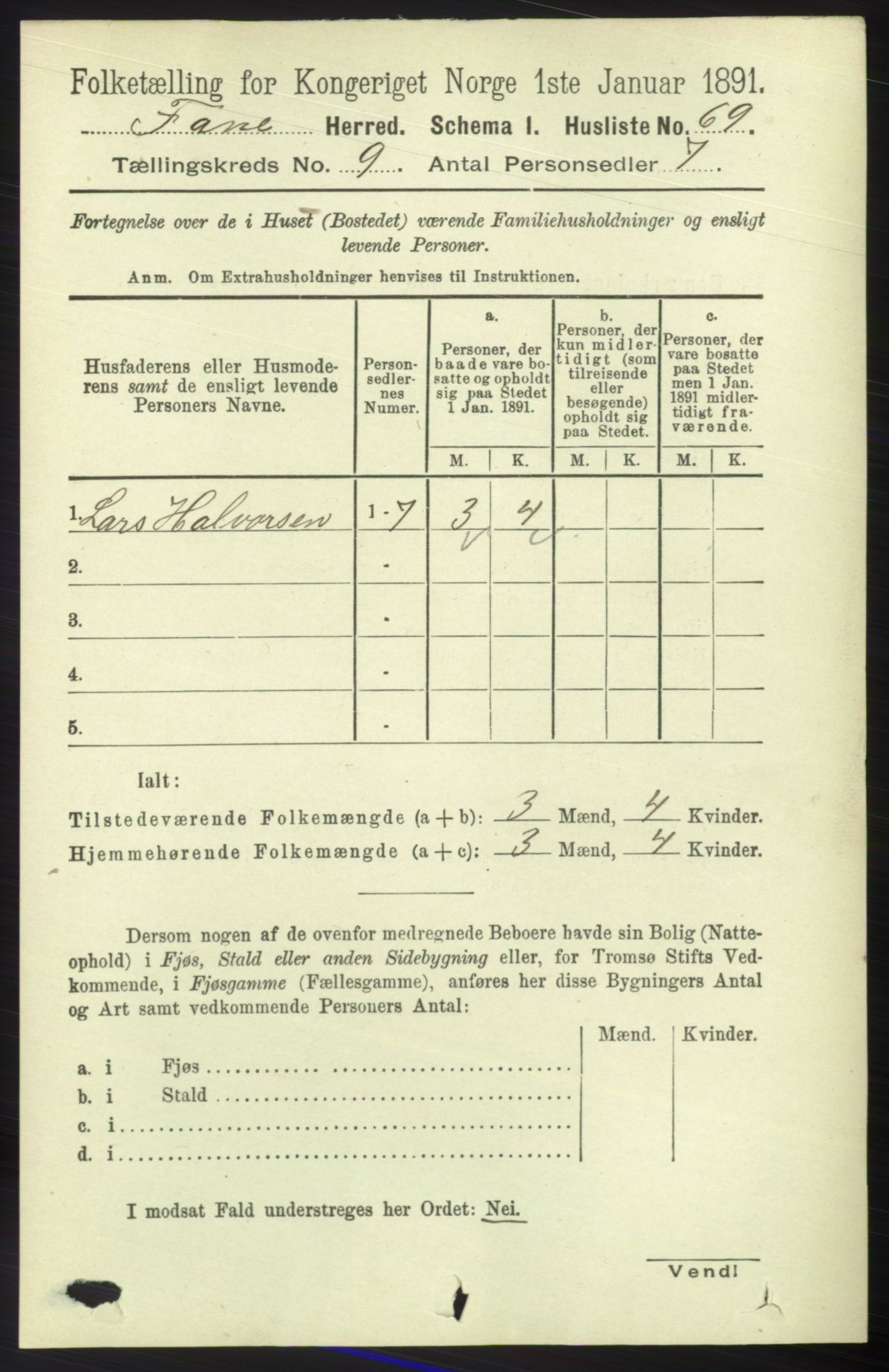 RA, 1891 census for 1249 Fana, 1891, p. 4821