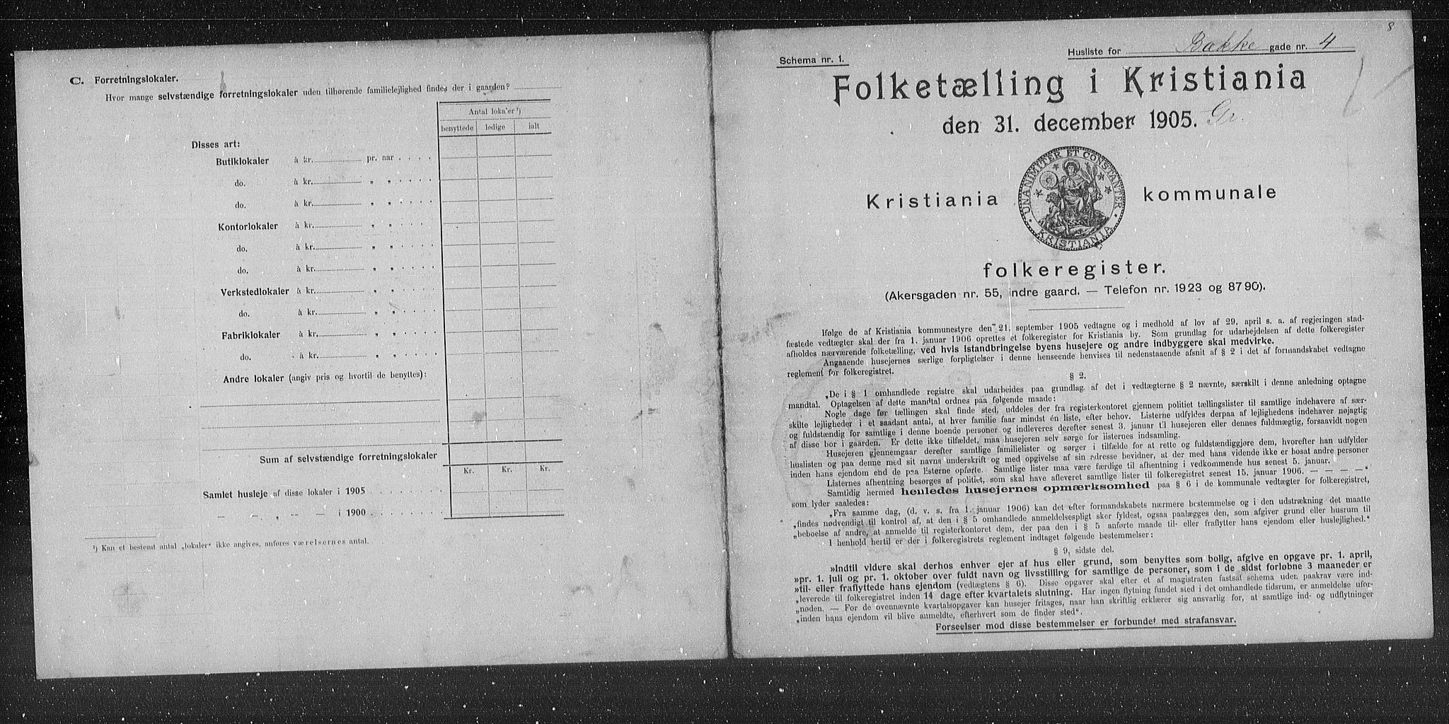 OBA, Municipal Census 1905 for Kristiania, 1905, p. 5725