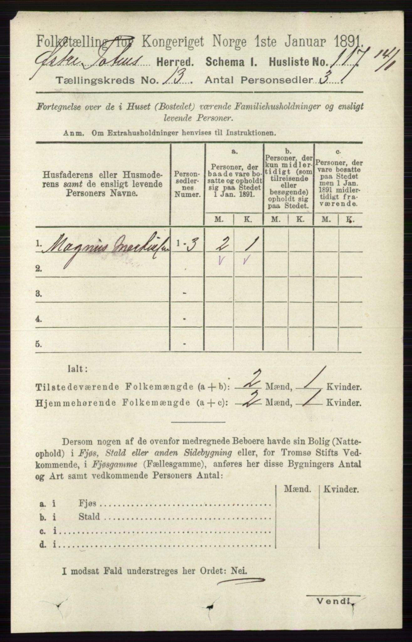 RA, 1891 census for 0528 Østre Toten, 1891, p. 8457