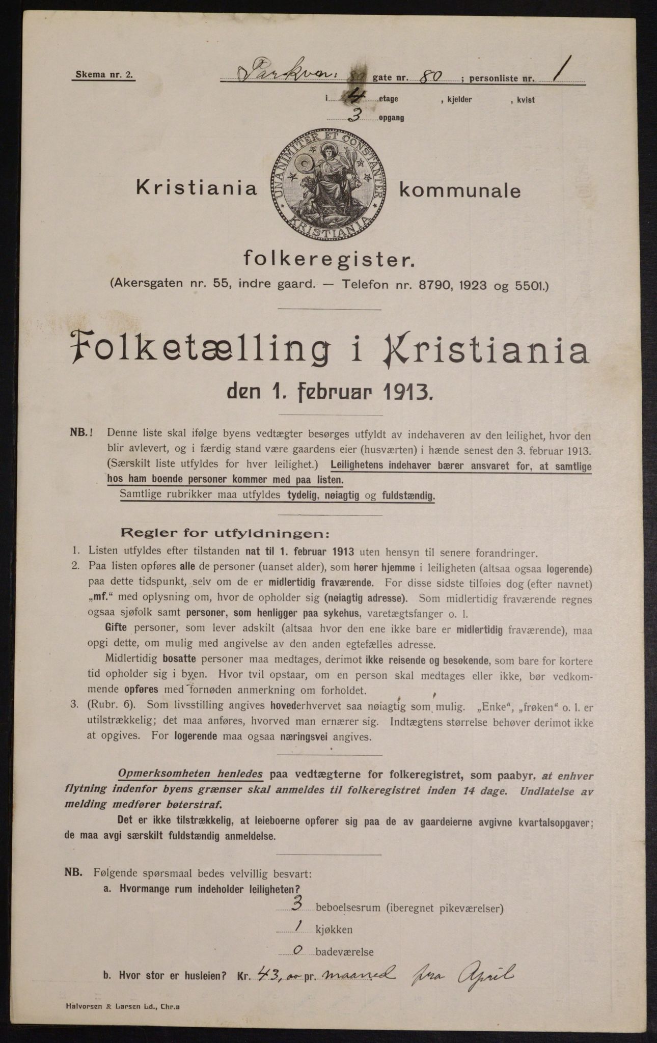 OBA, Municipal Census 1913 for Kristiania, 1913, p. 78689