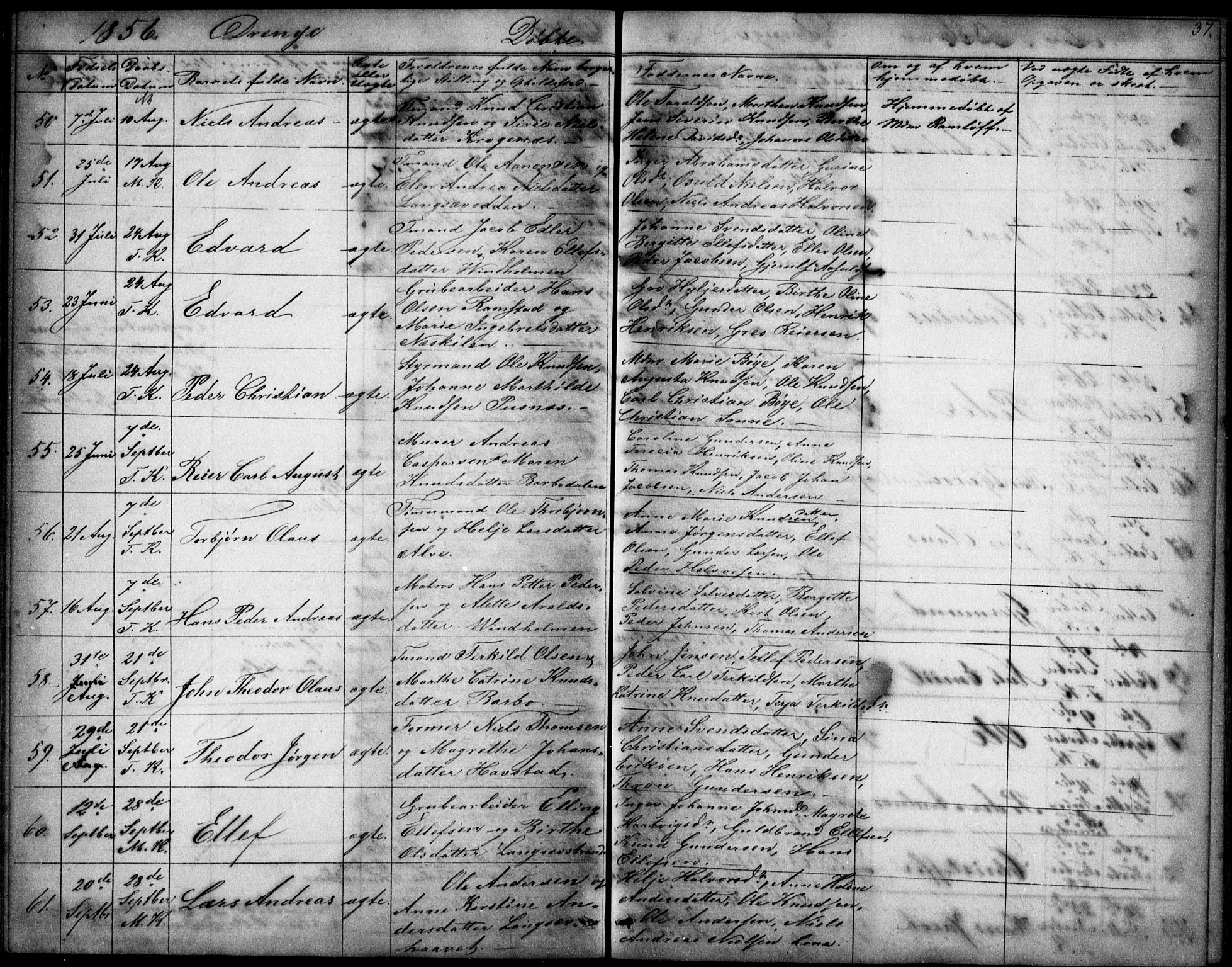 Tromøy sokneprestkontor, AV/SAK-1111-0041/F/Fb/L0002: Parish register (copy) no. B 2, 1851-1858, p. 37
