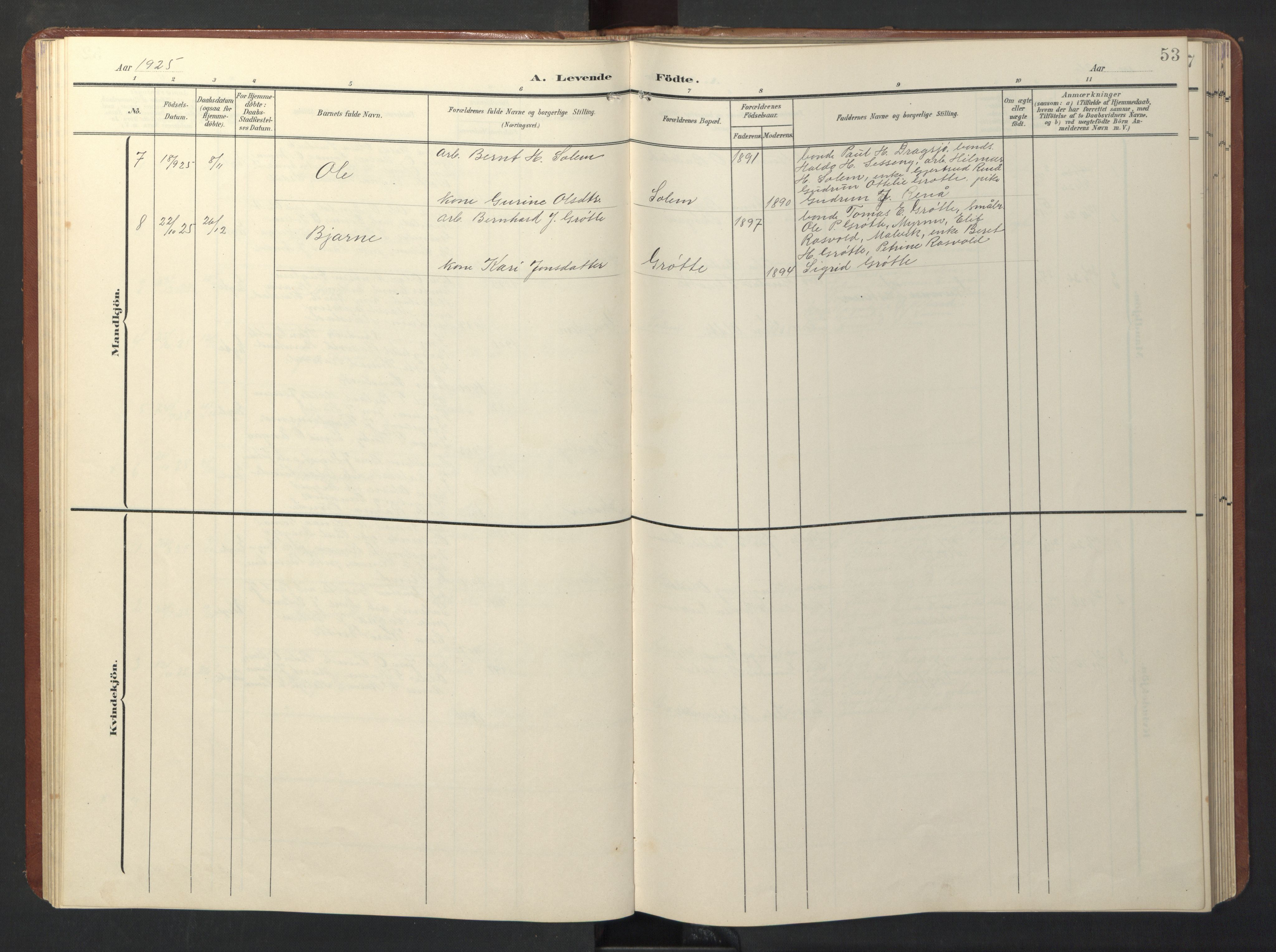 Ministerialprotokoller, klokkerbøker og fødselsregistre - Sør-Trøndelag, SAT/A-1456/696/L1161: Parish register (copy) no. 696C01, 1902-1950, p. 53