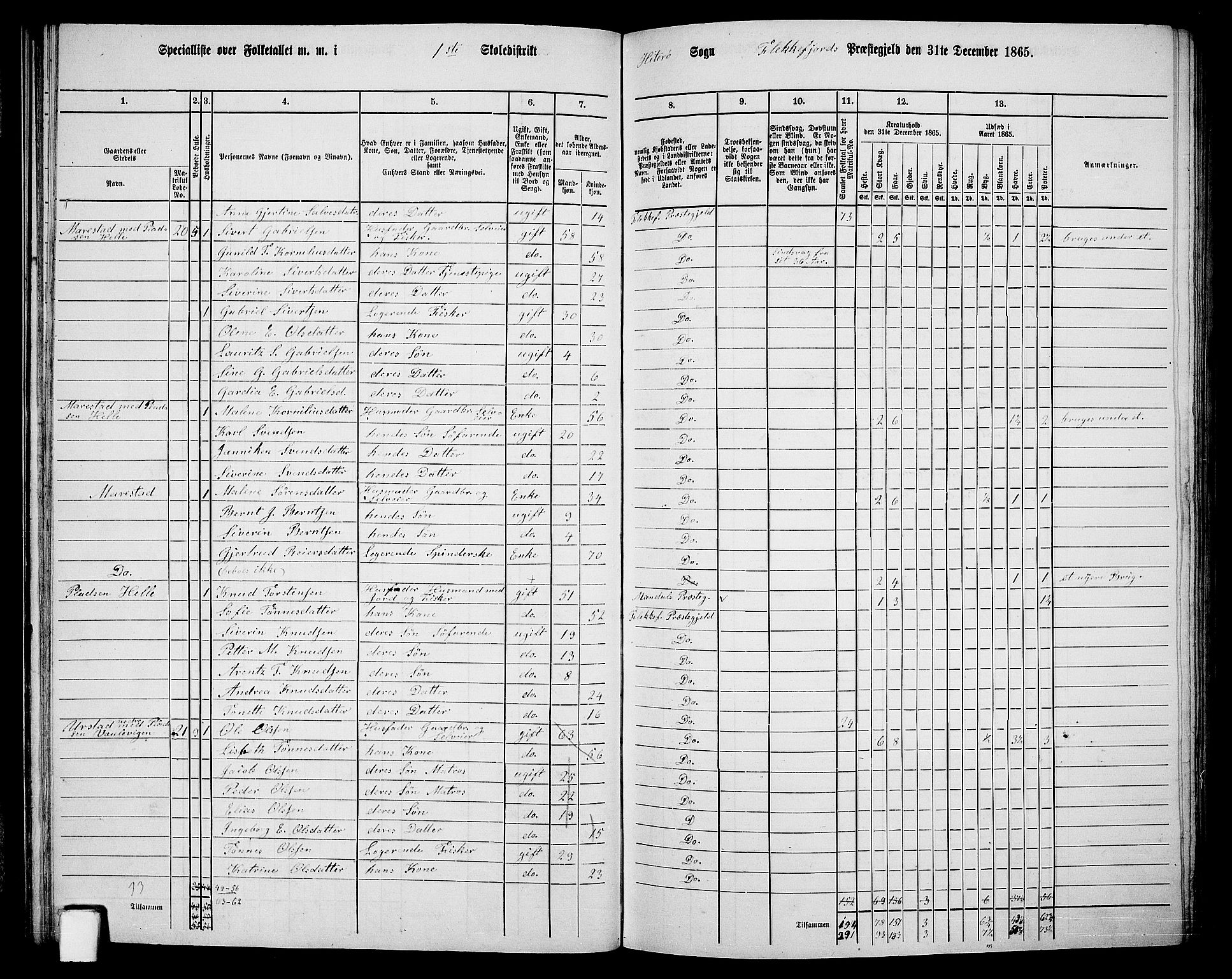 RA, 1865 census for Flekkefjord/Nes og Hidra, 1865, p. 37