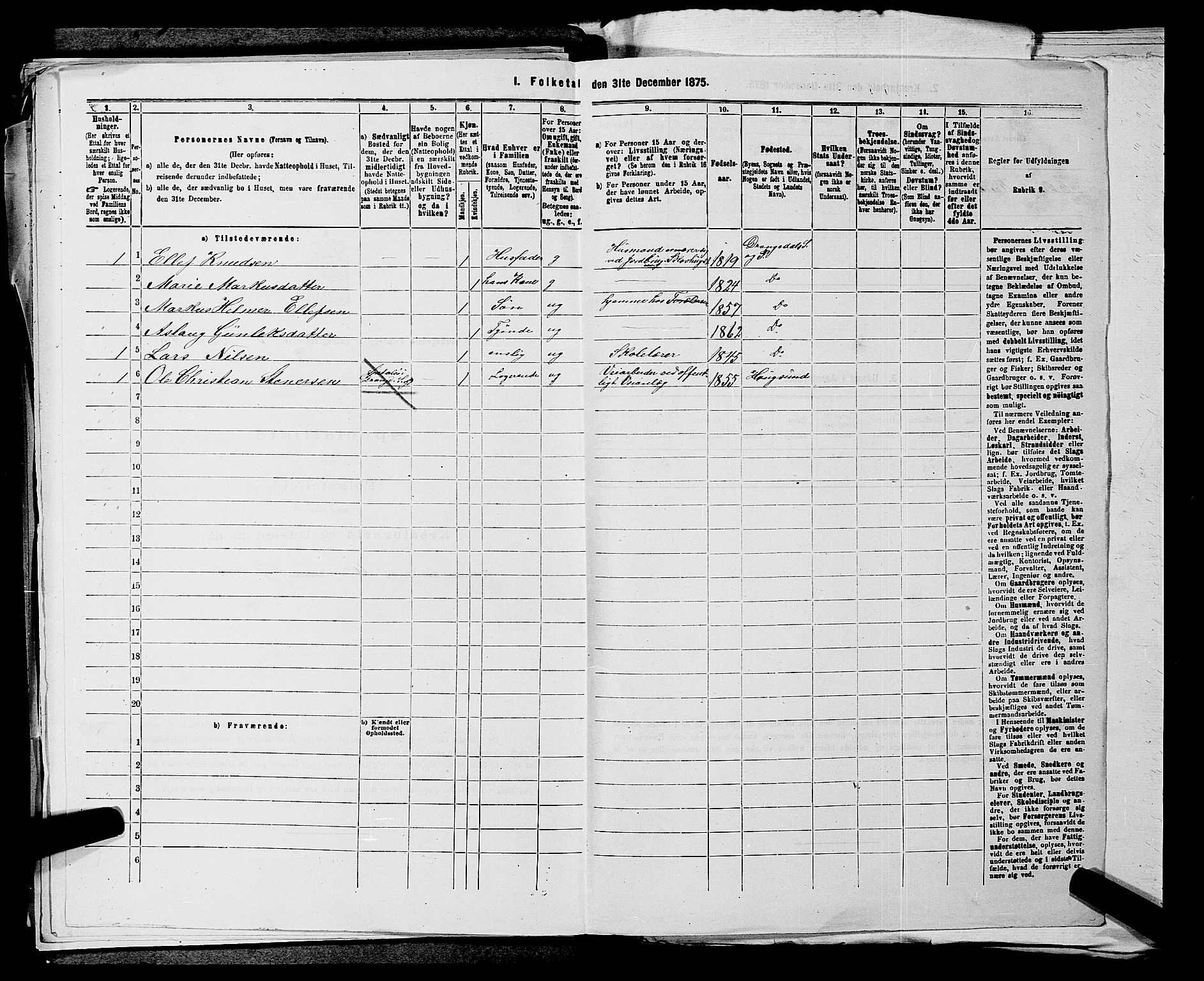 SAKO, 1875 census for 0817P Drangedal, 1875, p. 411