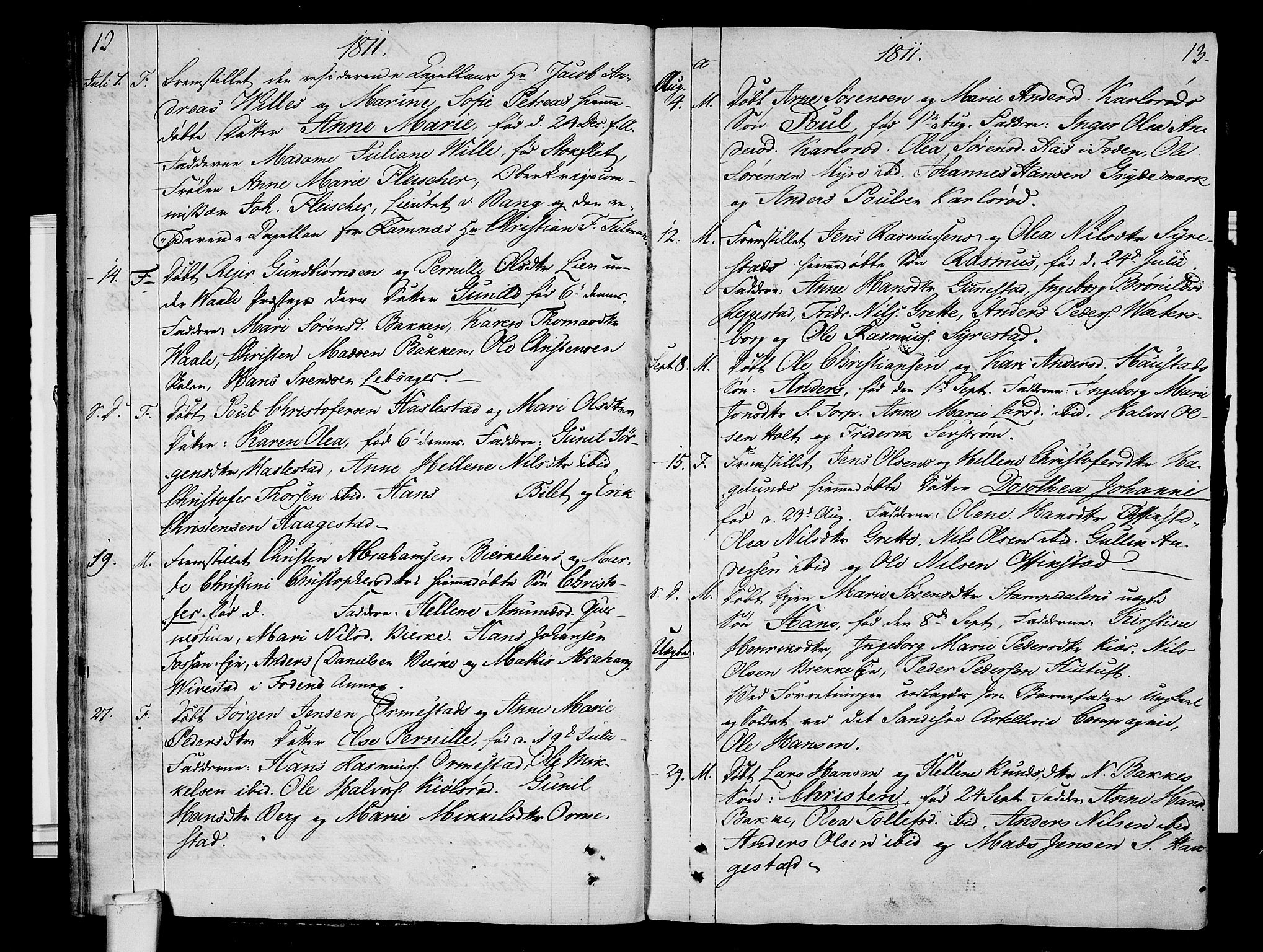 Våle kirkebøker, AV/SAKO-A-334/F/Fa/L0006: Parish register (official) no. I 6, 1808-1814, p. 12-13