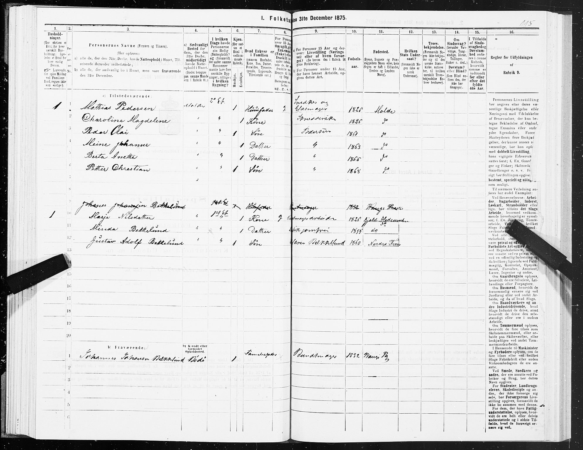 SAT, 1875 census for 1502P Molde, 1875, p. 1115