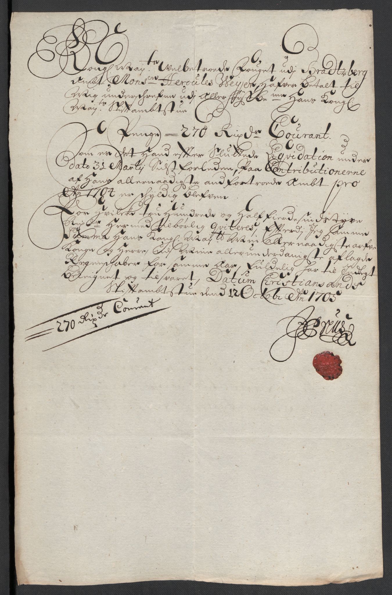 Rentekammeret inntil 1814, Reviderte regnskaper, Fogderegnskap, AV/RA-EA-4092/R36/L2115: Fogderegnskap Øvre og Nedre Telemark og Bamble, 1705, p. 139