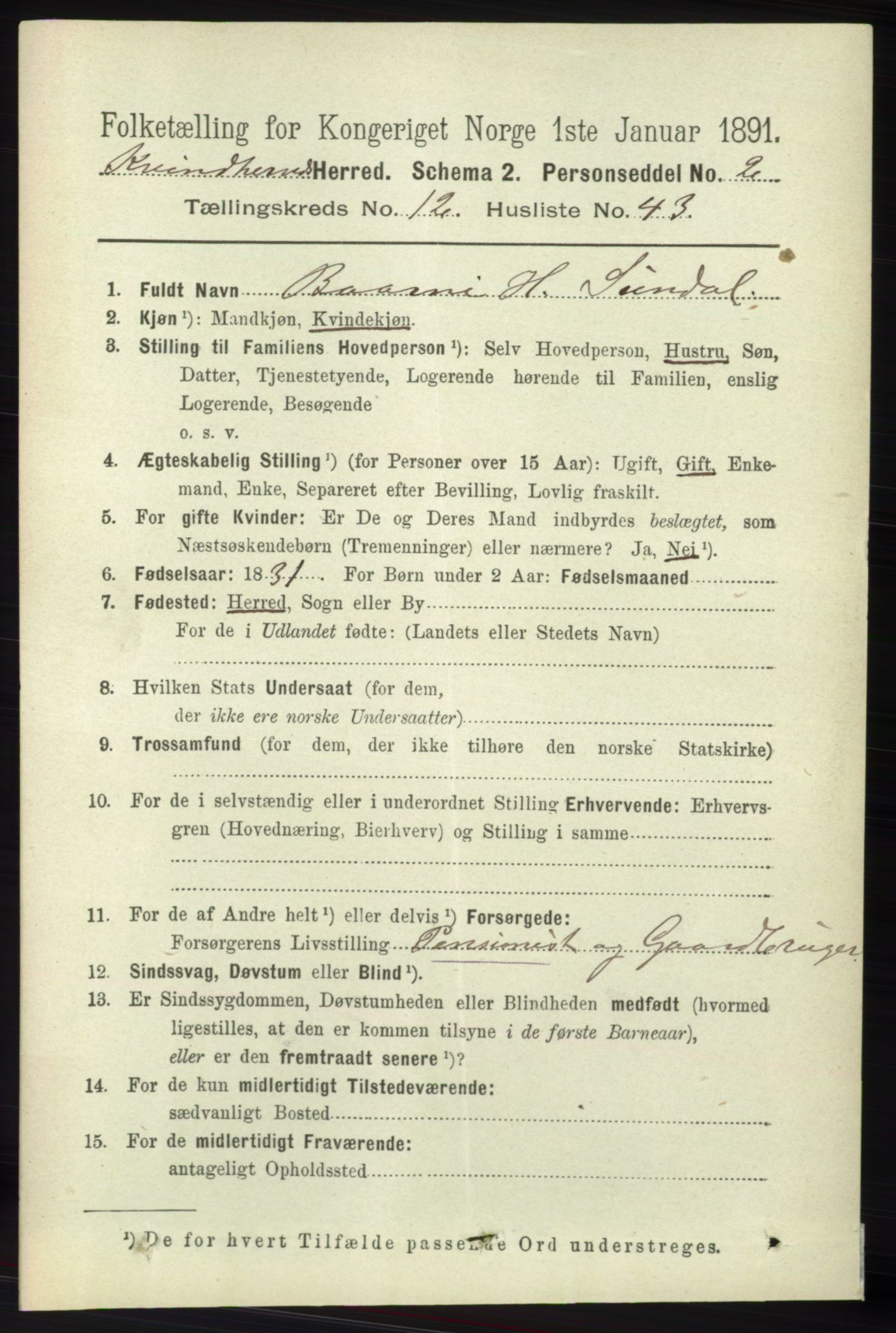 RA, 1891 census for 1224 Kvinnherad, 1891, p. 4203