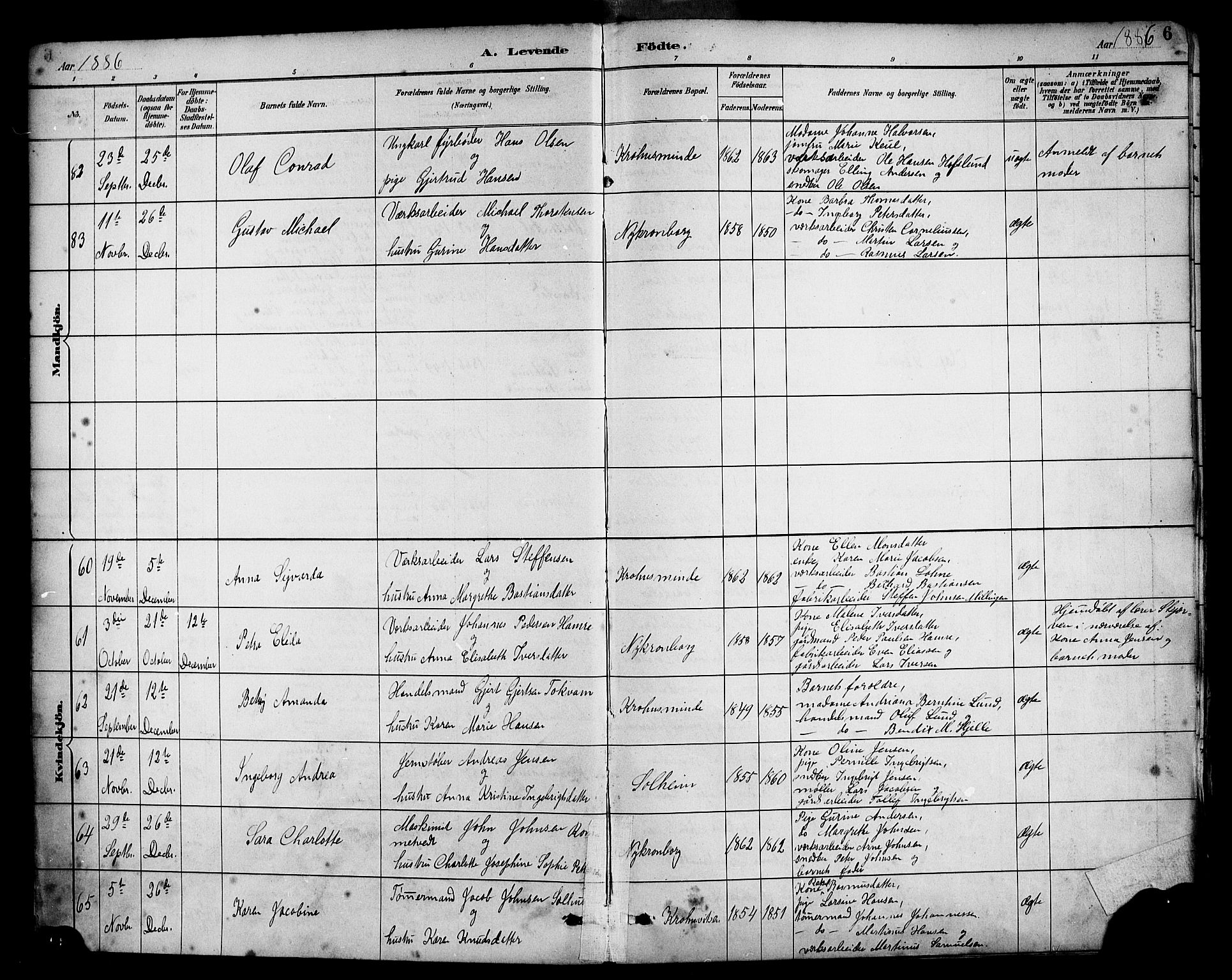 Årstad Sokneprestembete, AV/SAB-A-79301/H/Haa/L0001: Parish register (official) no. A 1, 1886-1901, p. 6