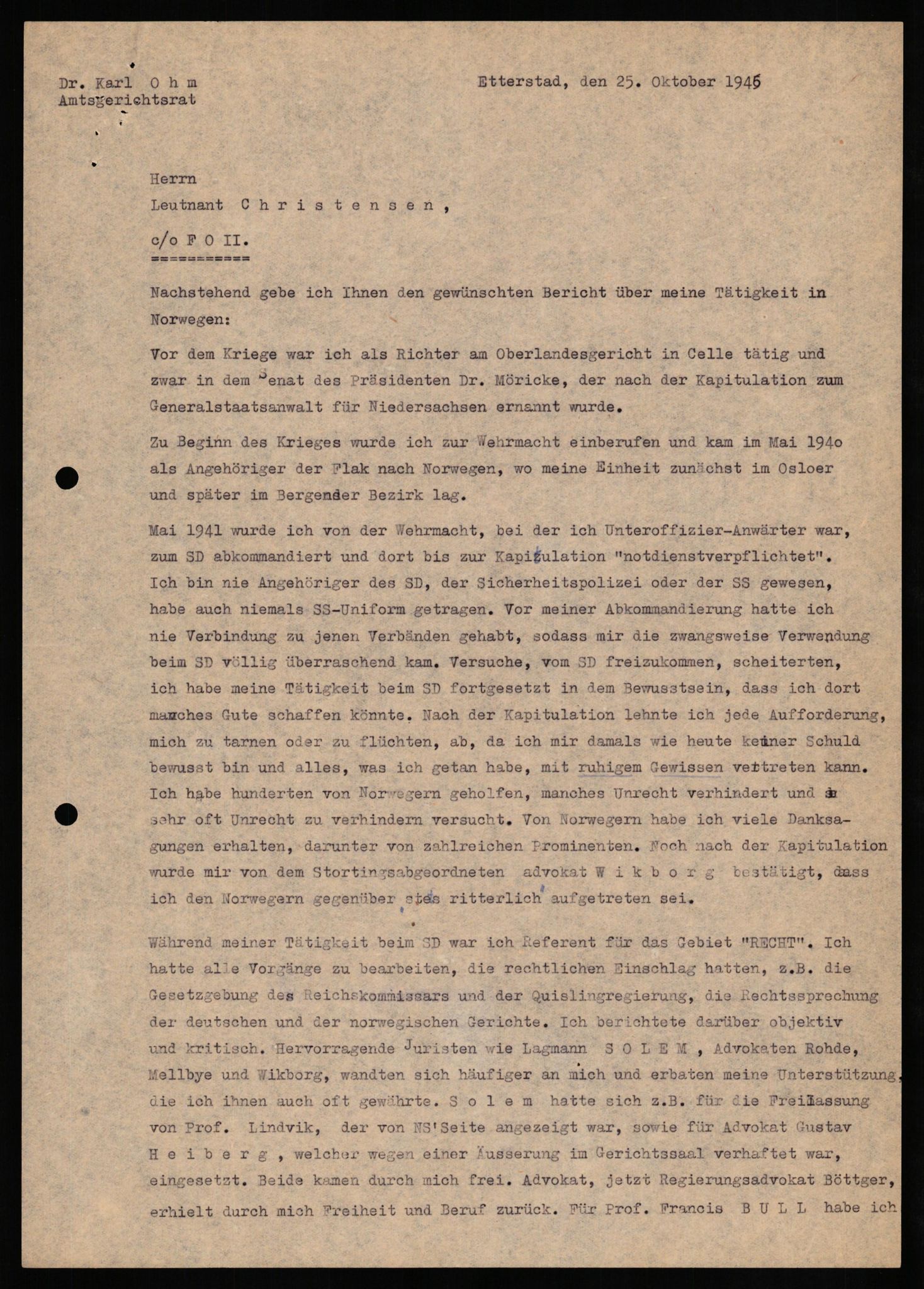 Forsvaret, Forsvarets overkommando II, RA/RAFA-3915/D/Db/L0024: CI Questionaires. Tyske okkupasjonsstyrker i Norge. Tyskere., 1945-1946, p. 495