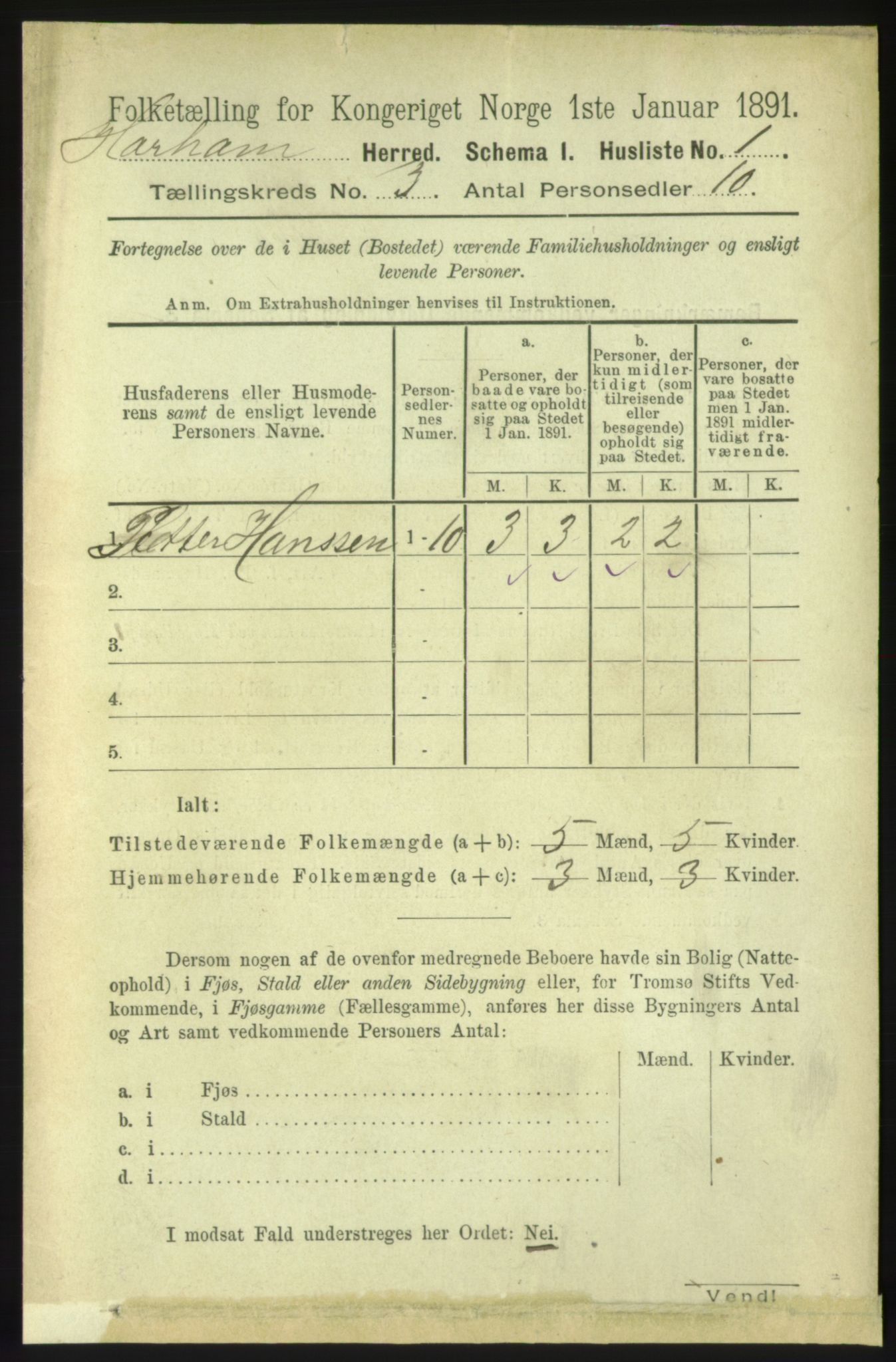 RA, 1891 census for 1534 Haram, 1891, p. 1138