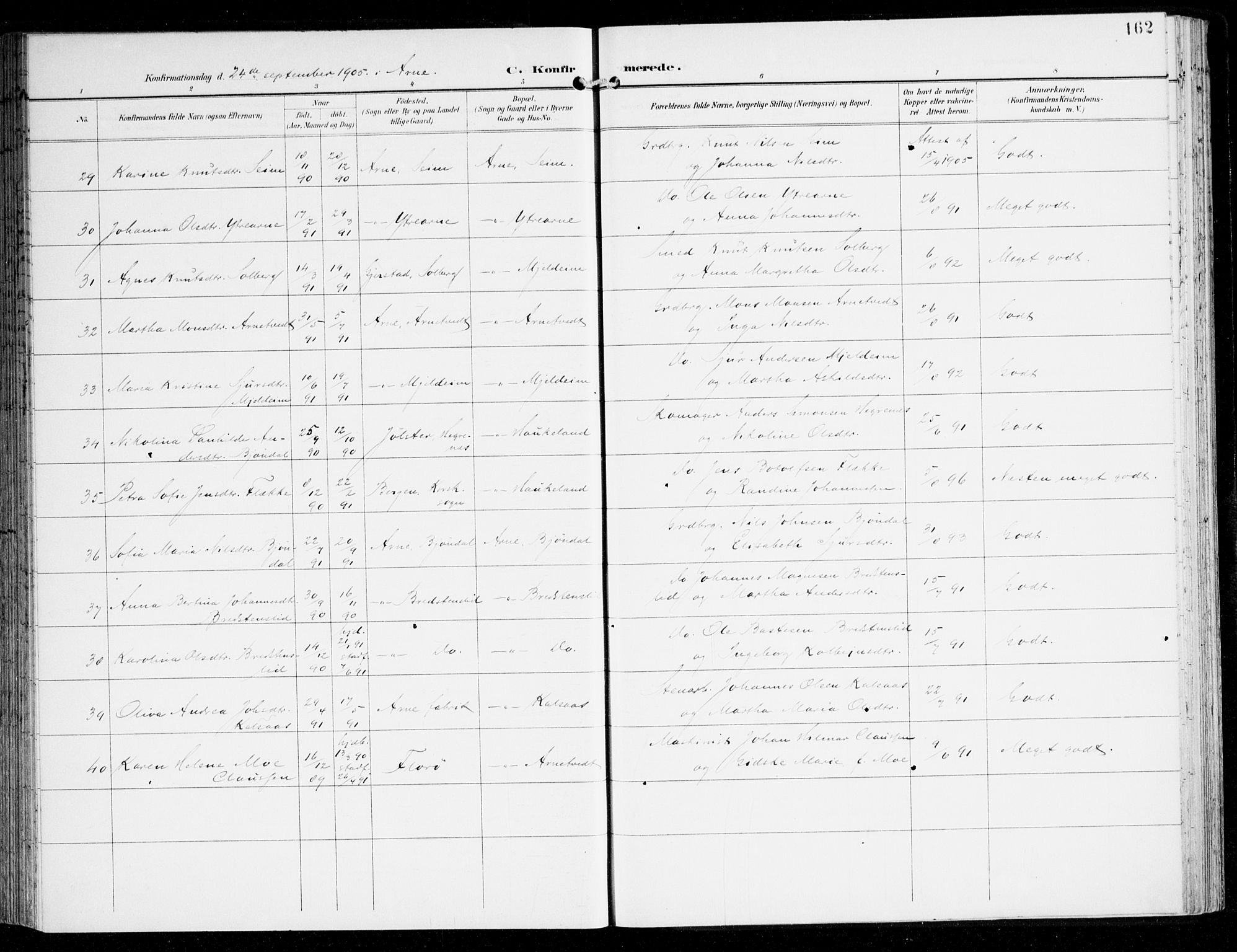 Haus sokneprestembete, AV/SAB-A-75601/H/Haa: Parish register (official) no. D 2, 1899-1912, p. 162