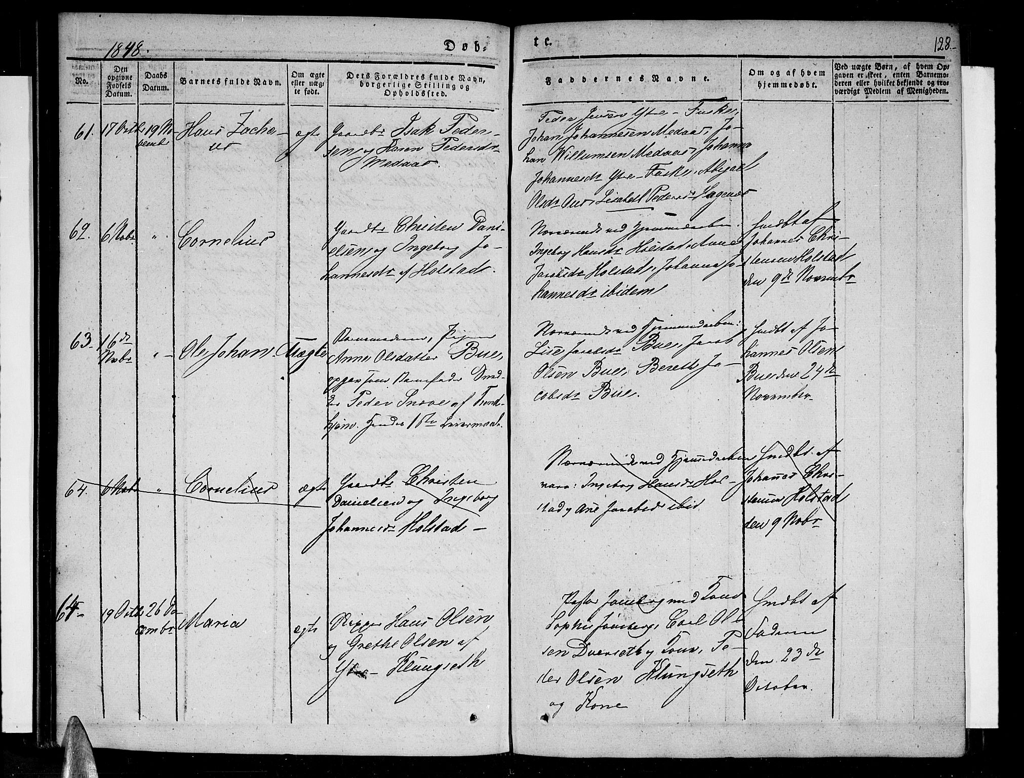 Ministerialprotokoller, klokkerbøker og fødselsregistre - Nordland, SAT/A-1459/852/L0737: Parish register (official) no. 852A07, 1833-1849, p. 128