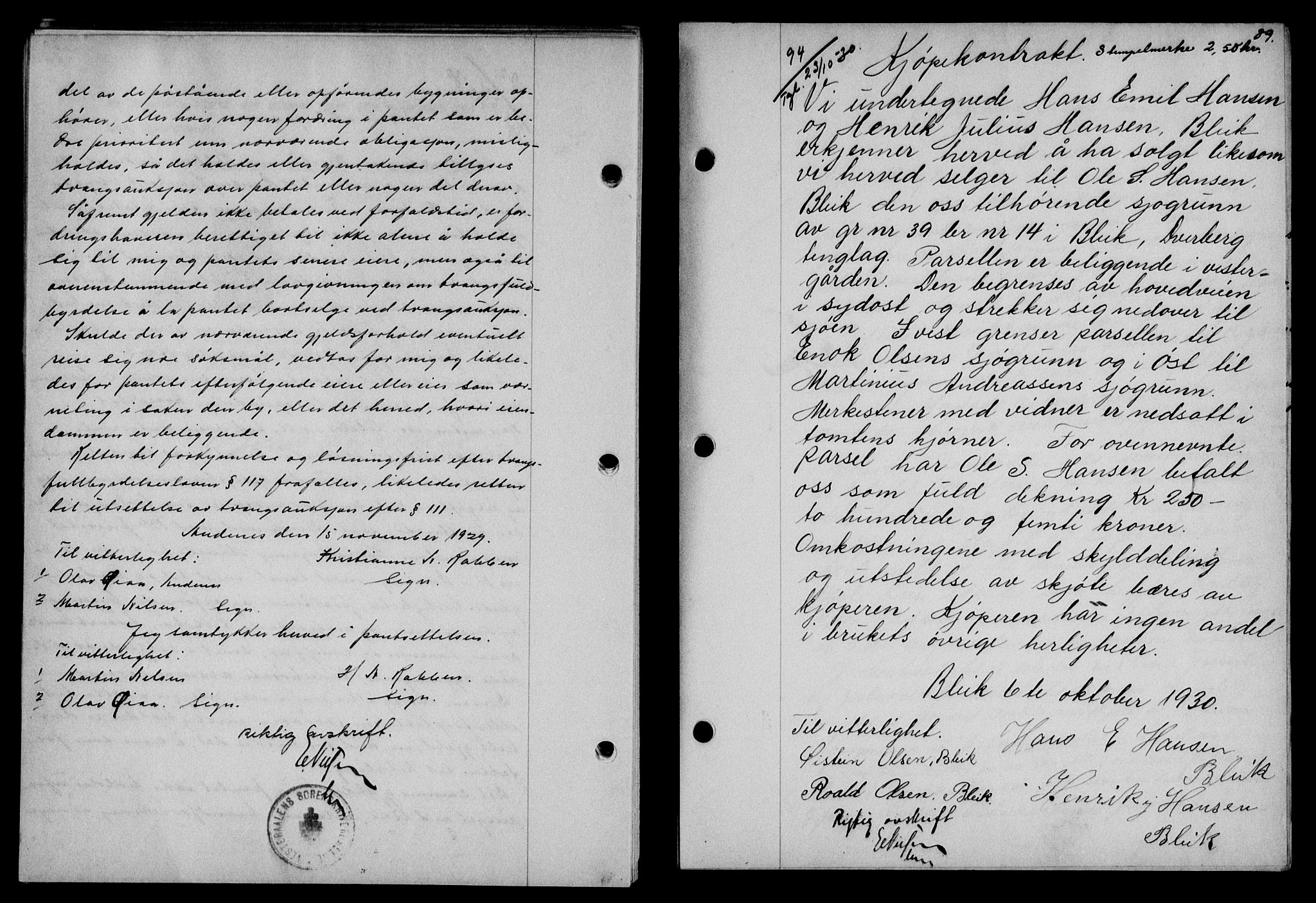 Vesterålen sorenskriveri, SAT/A-4180/1/2/2Ca/L0052: Mortgage book no. 45, 1930-1931, Deed date: 23.10.1930