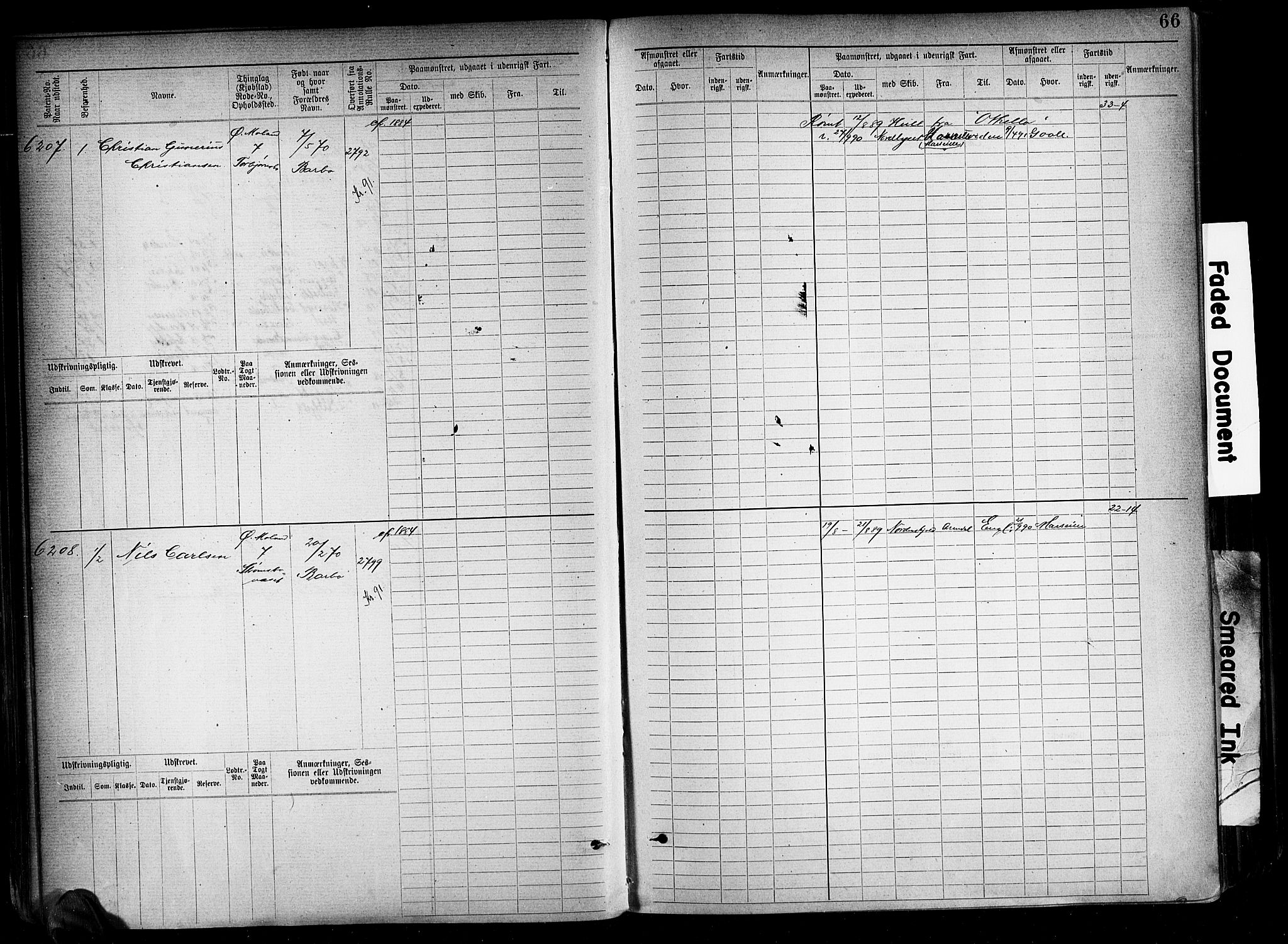 Arendal mønstringskrets, SAK/2031-0012/F/Fb/L0018: Hovedrulle A nr 6077-6849, S-16, 1892-1894, p. 66