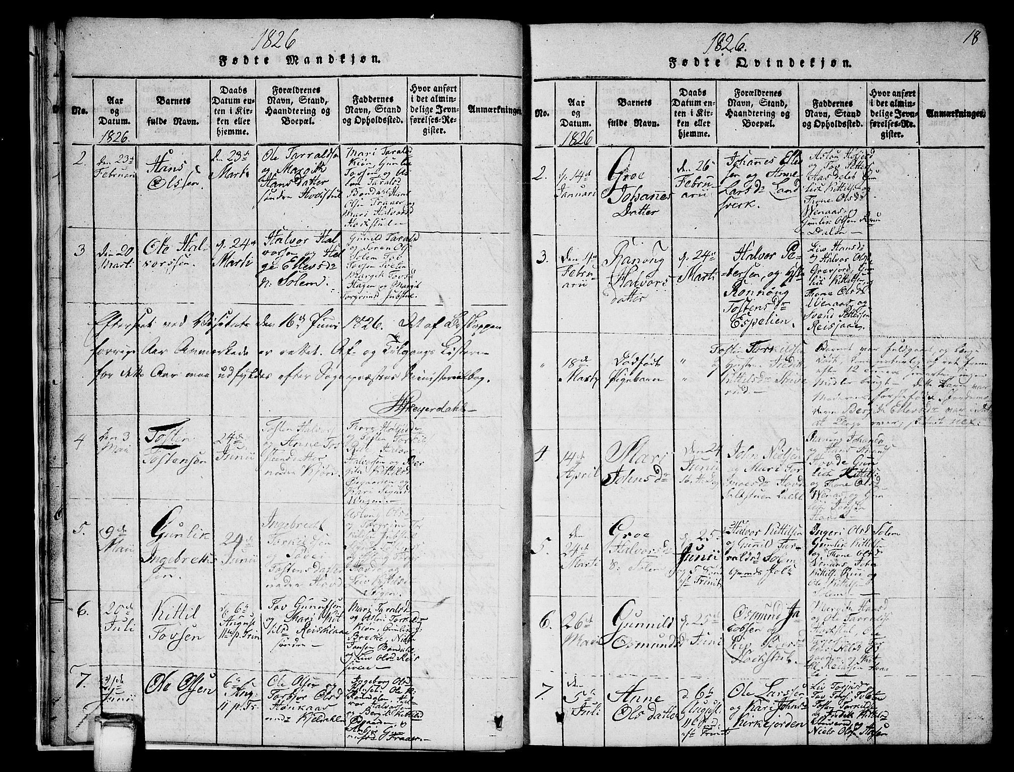 Hjartdal kirkebøker, SAKO/A-270/G/Gc/L0001: Parish register (copy) no. III 1, 1815-1842, p. 18