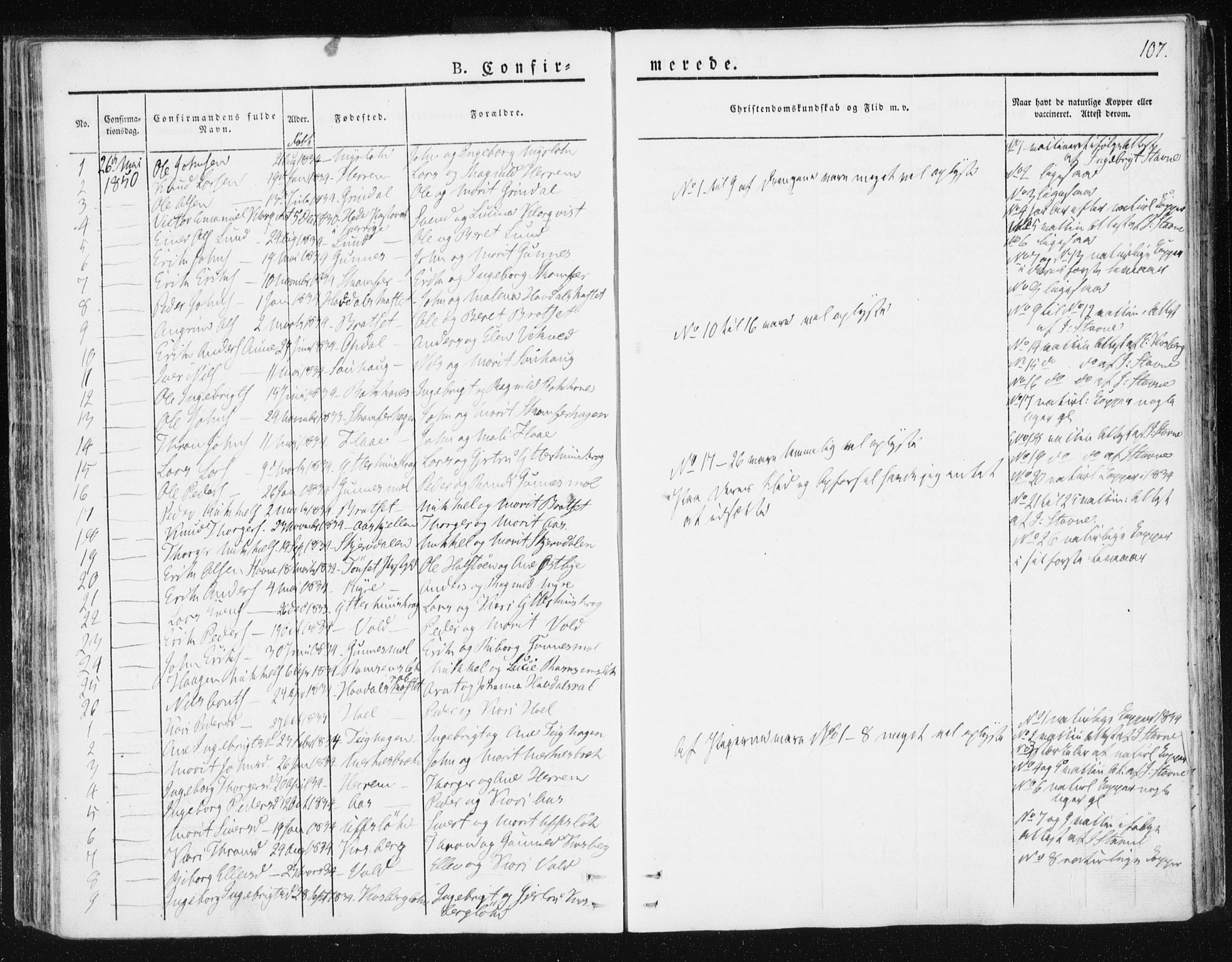 Ministerialprotokoller, klokkerbøker og fødselsregistre - Sør-Trøndelag, SAT/A-1456/674/L0869: Parish register (official) no. 674A01, 1829-1860, p. 107