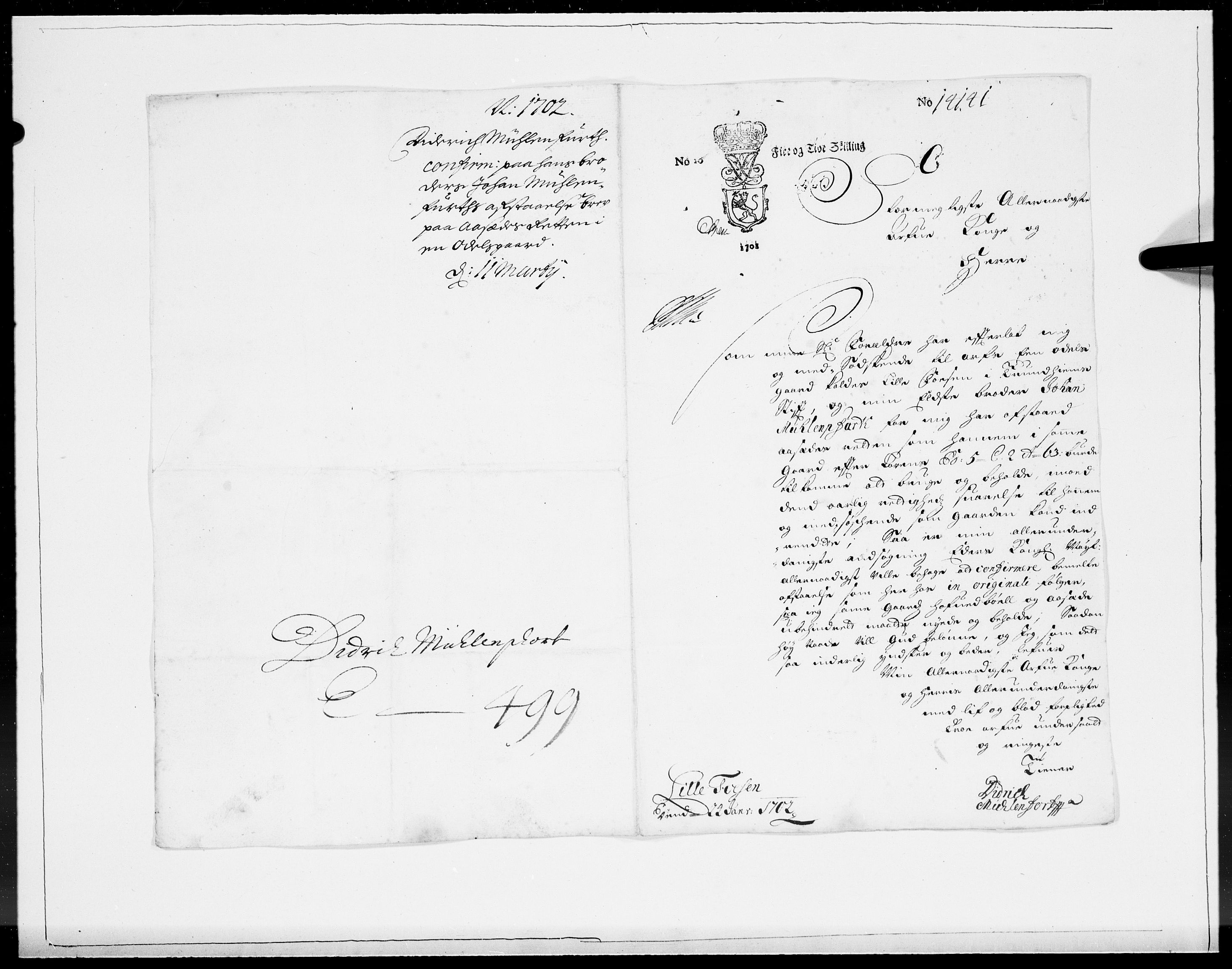 Danske Kanselli 1572-1799, AV/RA-EA-3023/F/Fc/Fcc/Fcca/L0053: Norske innlegg 1572-1799, 1702, p. 43