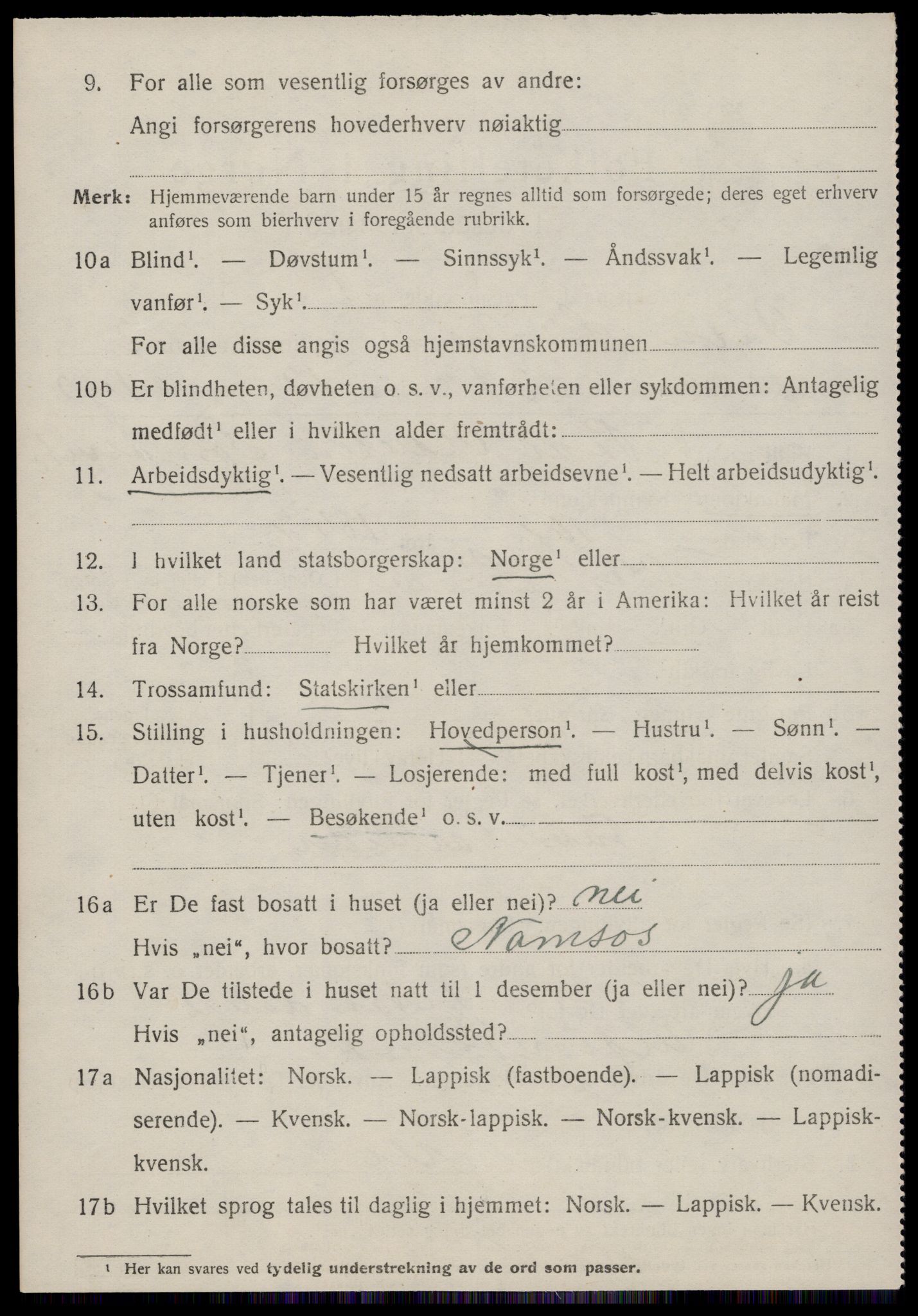 SAT, 1920 census for Osen, 1920, p. 1560