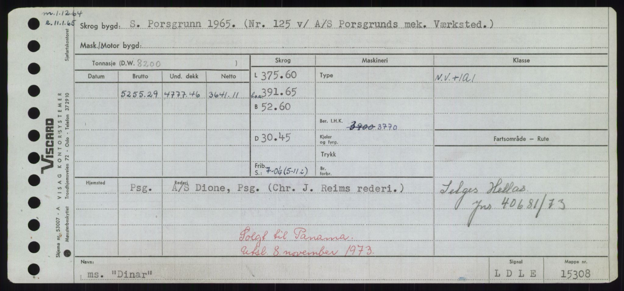 Sjøfartsdirektoratet med forløpere, Skipsmålingen, RA/S-1627/H/Hd/L0008: Fartøy, C-D, p. 493