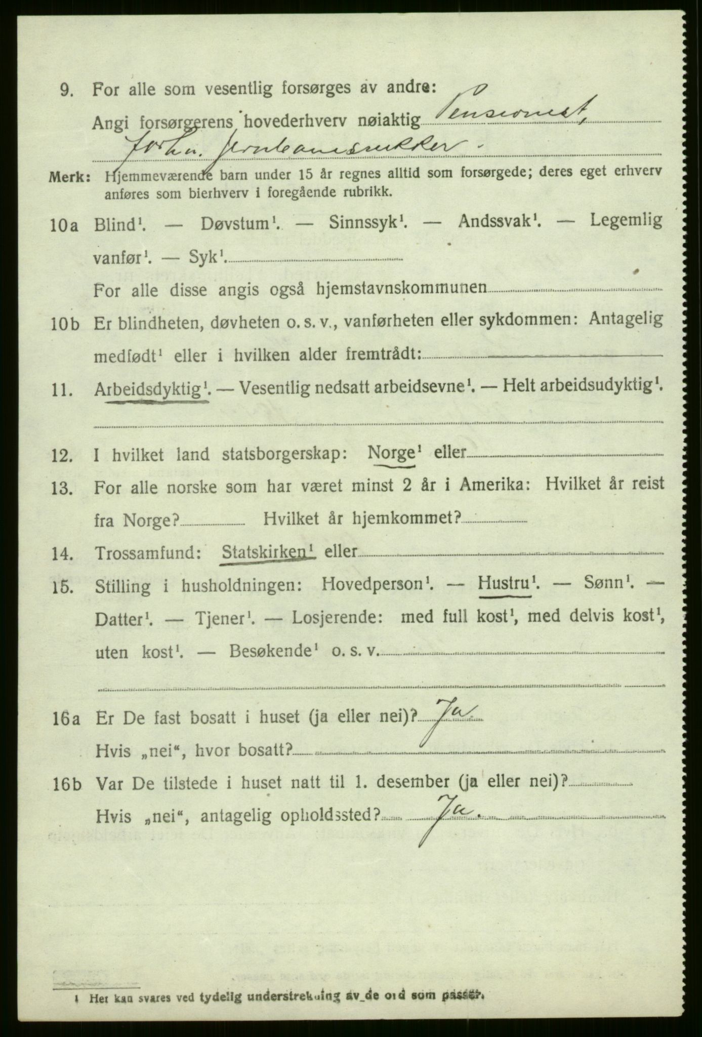 SAB, 1920 census for Evanger, 1920, p. 1038