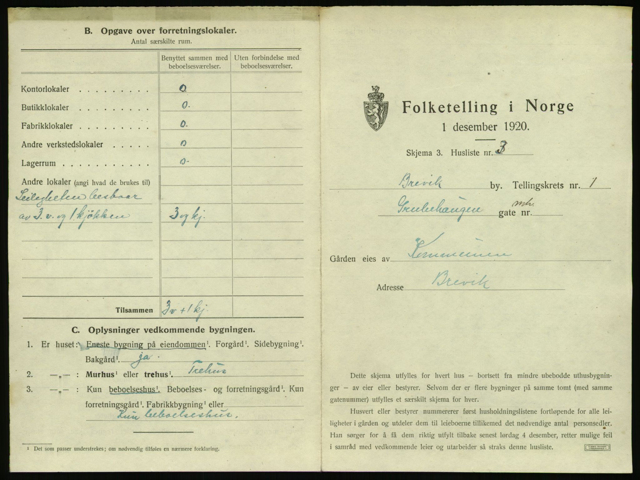 SAKO, 1920 census for Brevik, 1920, p. 26