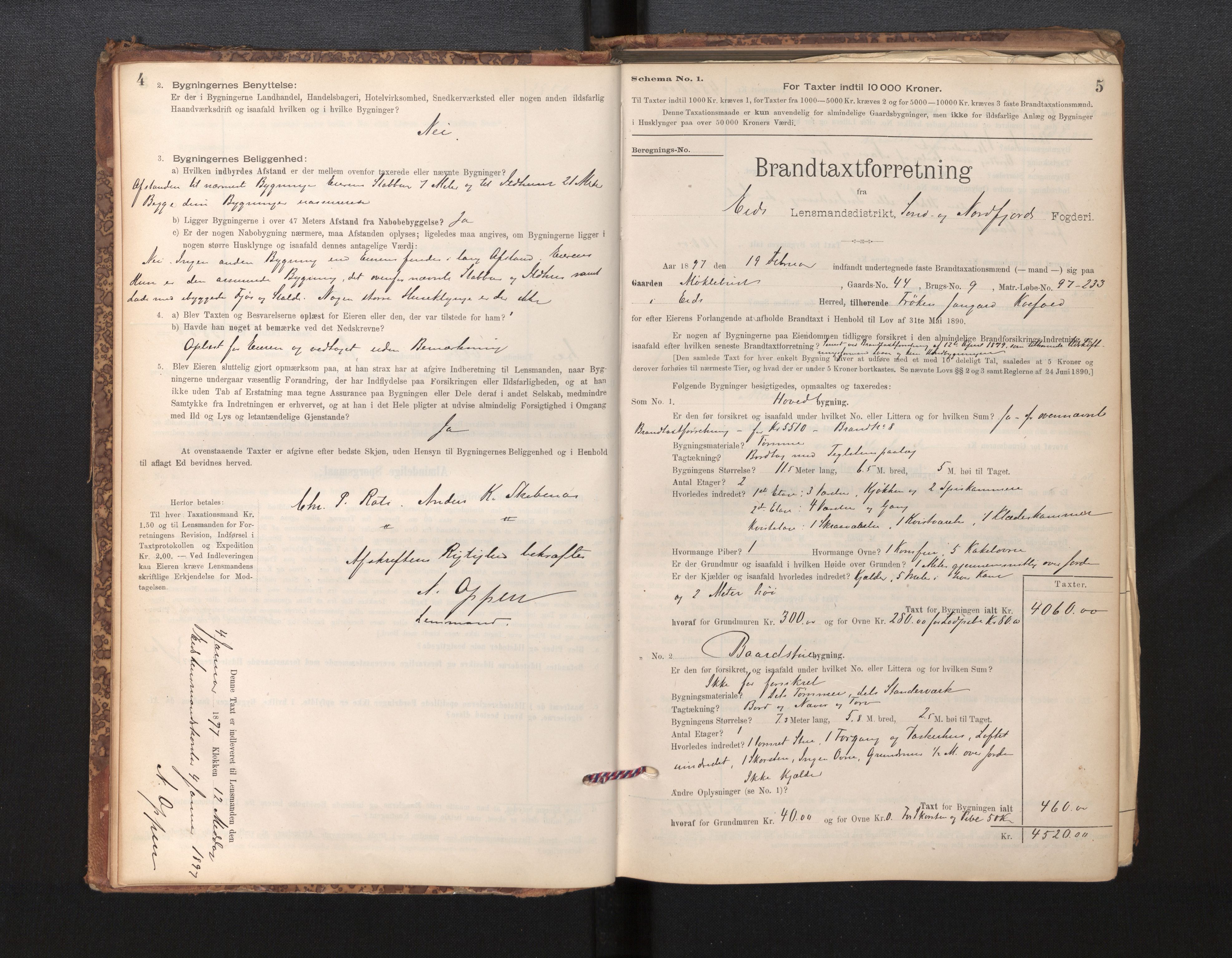 Lensmannen i Eid, SAB/A-27001/0012/L0007: Branntakstprotokoll, skjematakst, 1896-1929, p. 4-5
