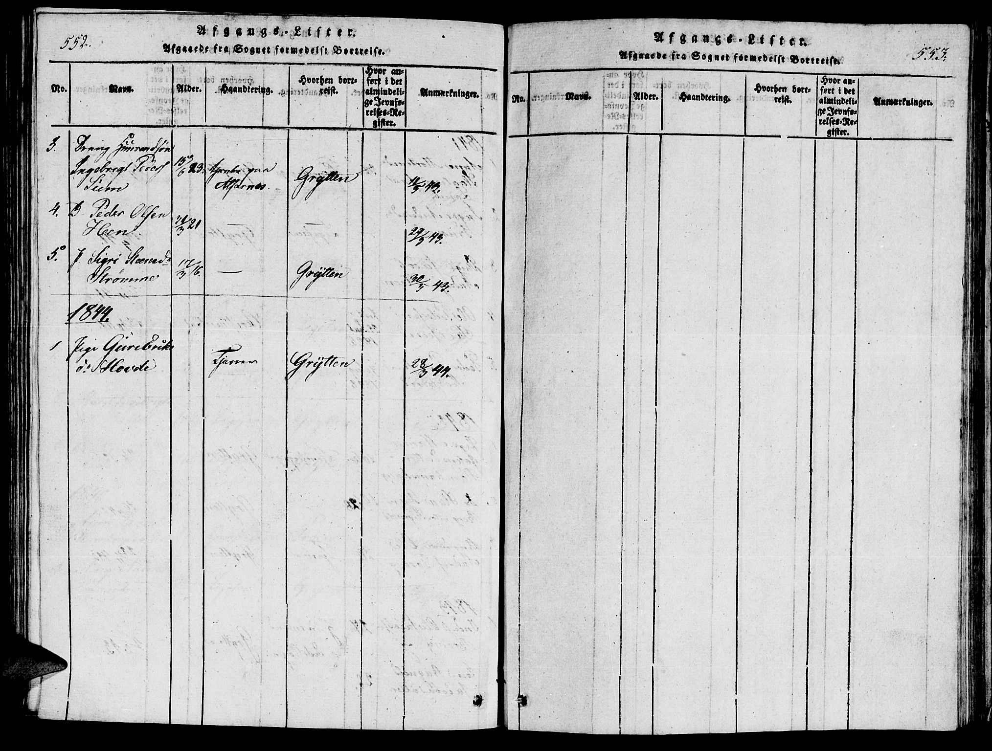 Ministerialprotokoller, klokkerbøker og fødselsregistre - Møre og Romsdal, AV/SAT-A-1454/548/L0613: Parish register (copy) no. 548C01, 1818-1846, p. 552-553