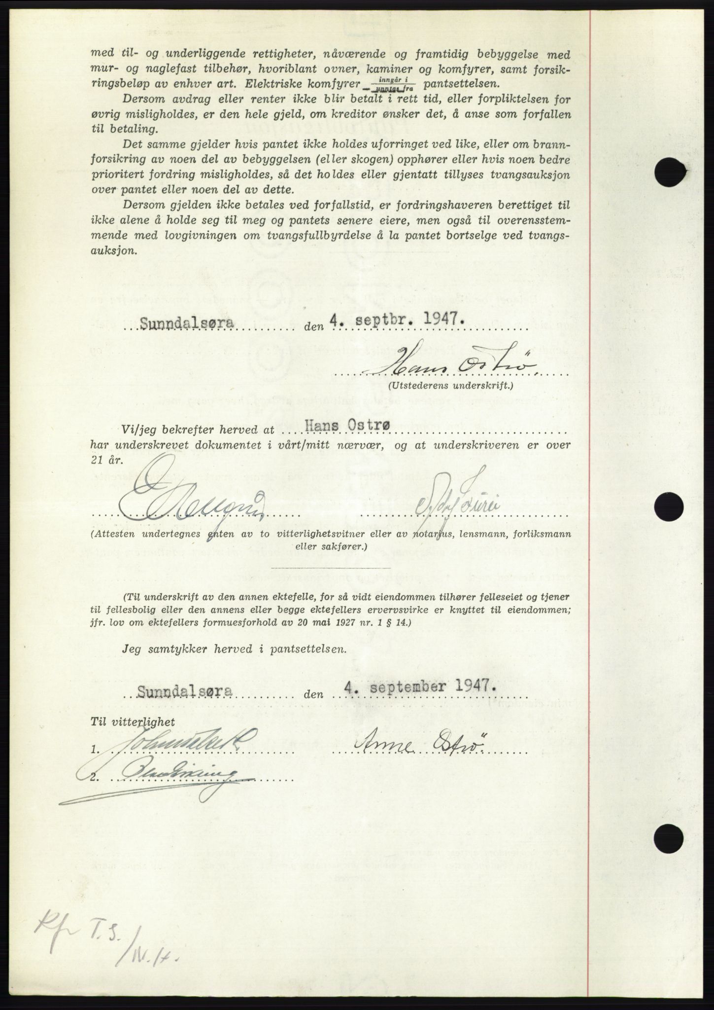 Nordmøre sorenskriveri, AV/SAT-A-4132/1/2/2Ca: Mortgage book no. B96, 1947-1947, Diary no: : 2071/1947