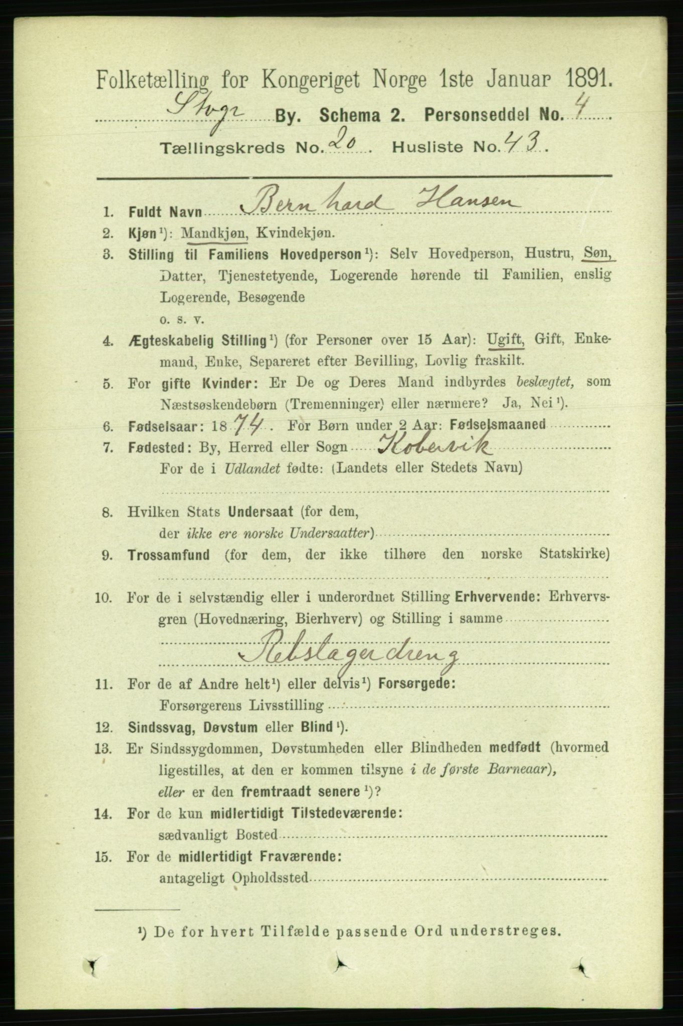 RA, 1891 census for 1103 Stavanger, 1891, p. 23407