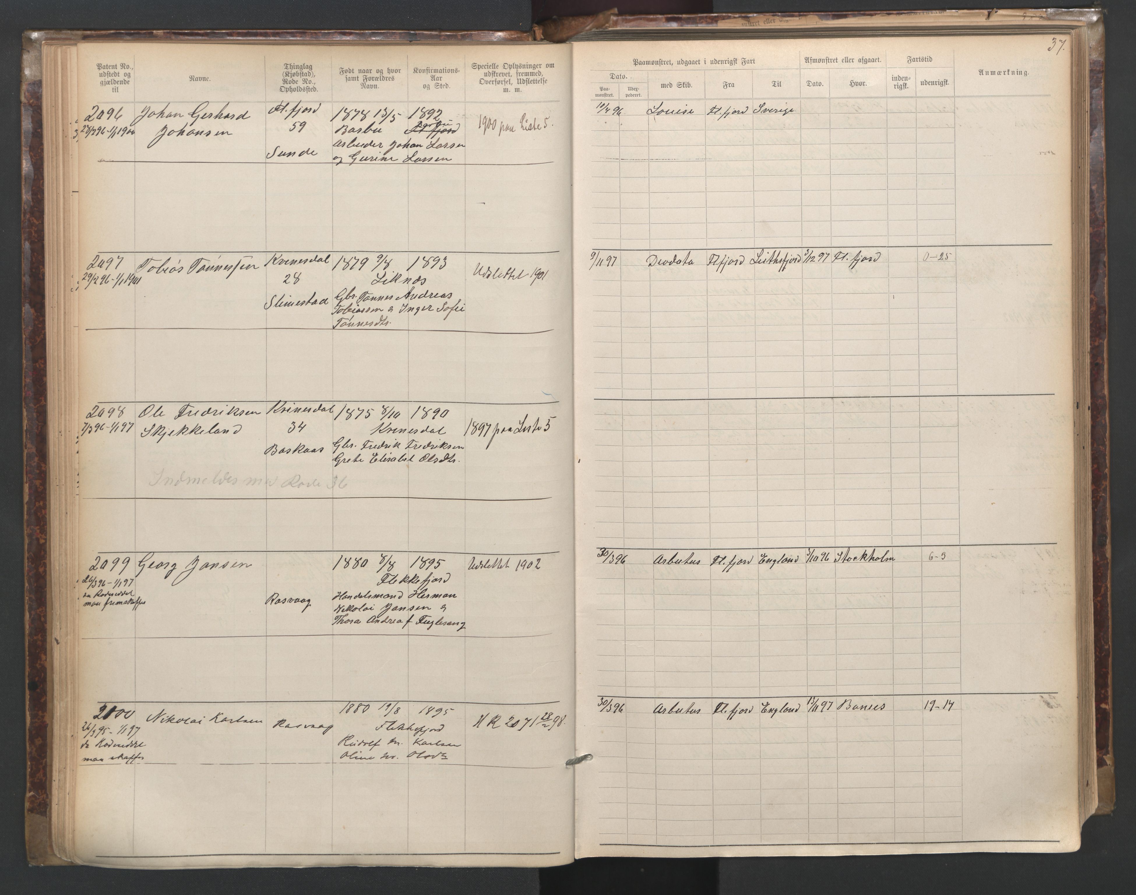 Flekkefjord mønstringskrets, SAK/2031-0018/F/Fa/L0003: Annotasjonsrulle nr 1921-2963 med register, N-3, 1892-1948, p. 66