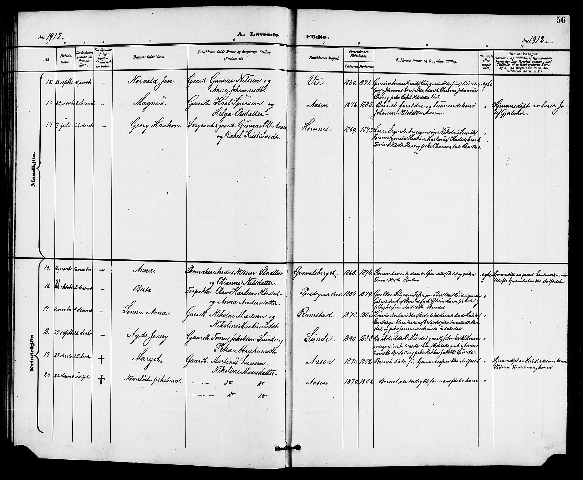 Førde sokneprestembete, AV/SAB-A-79901/H/Hab/Haba/L0003: Parish register (copy) no. A 3, 1899-1924, p. 56