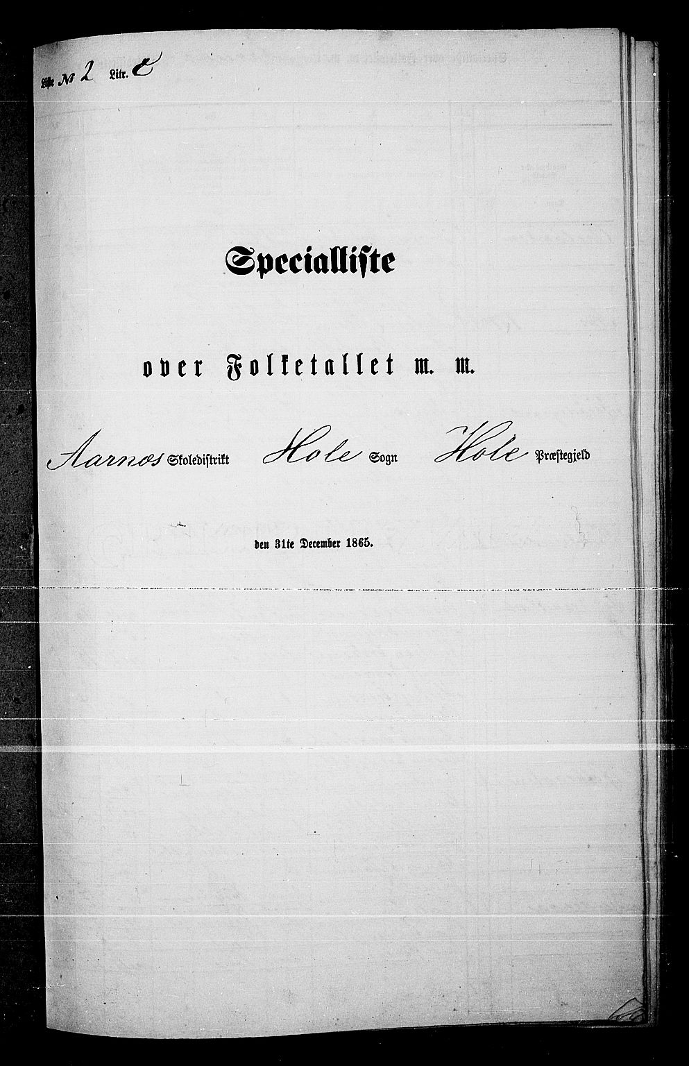 RA, 1865 census for Hole, 1865, p. 62