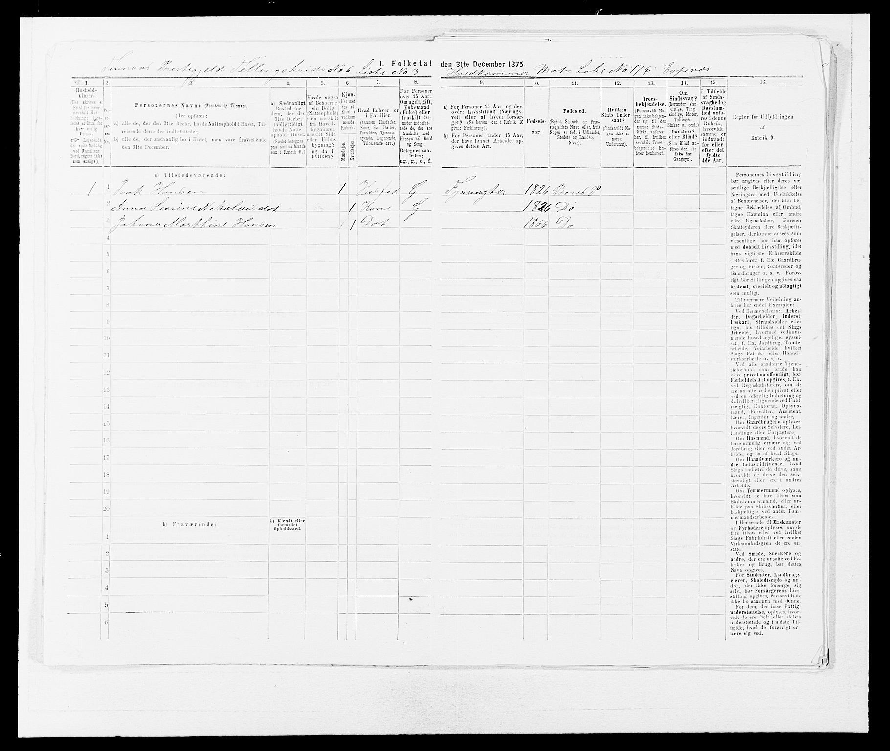 SAB, 1875 census for 1218P Finnås, 1875, p. 687