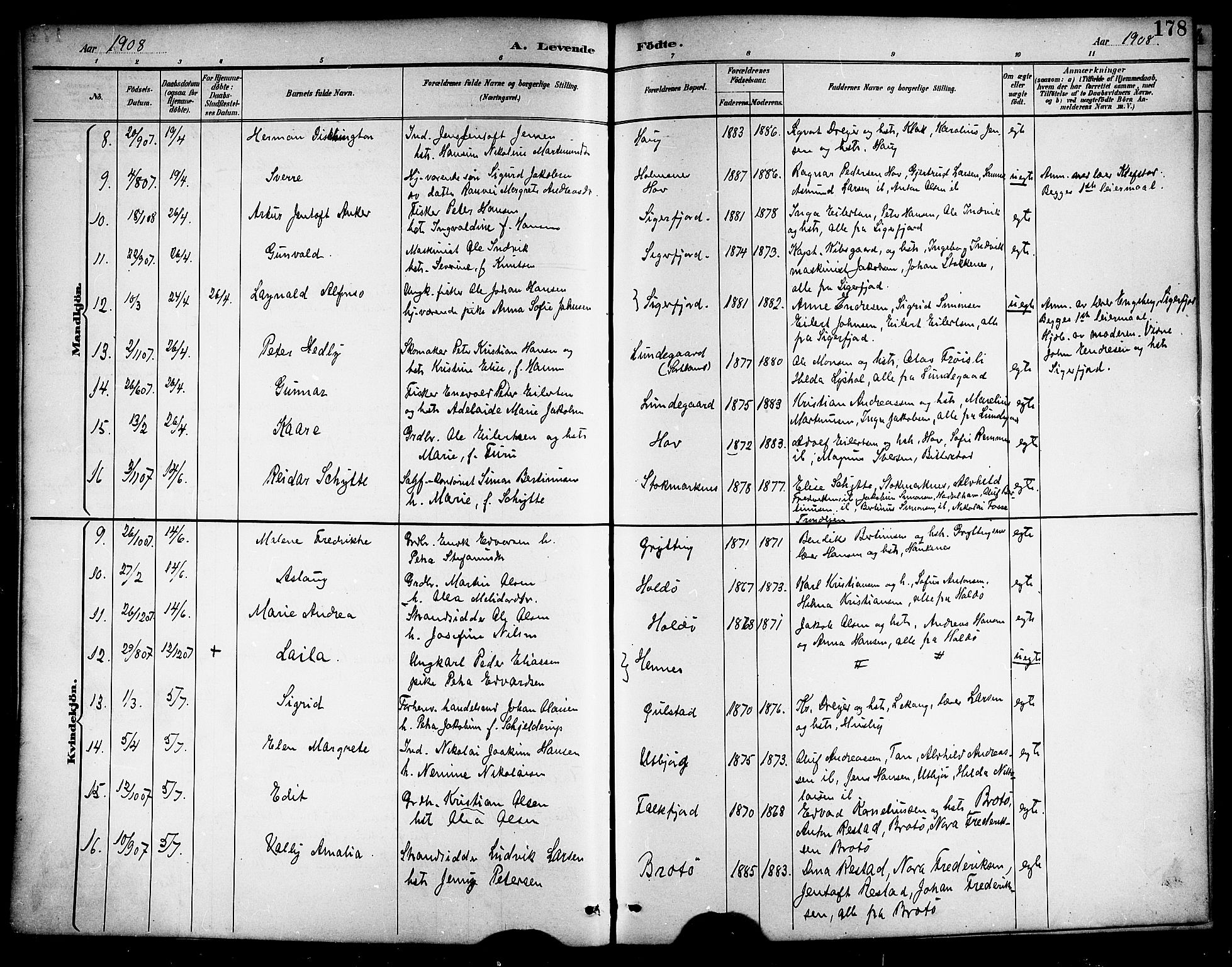 Ministerialprotokoller, klokkerbøker og fødselsregistre - Nordland, AV/SAT-A-1459/888/L1268: Parish register (copy) no. 888C06, 1891-1908, p. 178