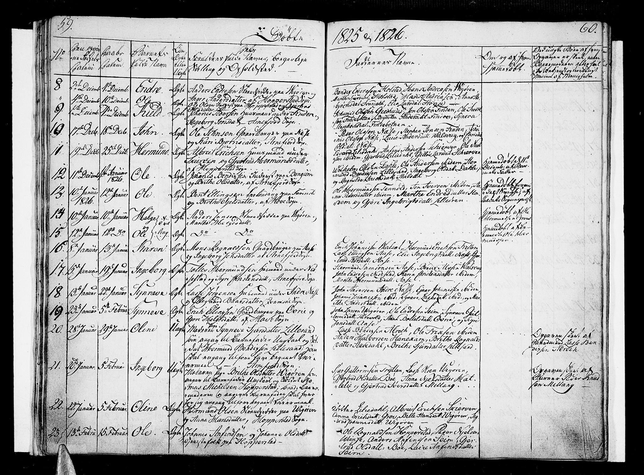 Vik sokneprestembete, SAB/A-81501: Parish register (official) no. A 6, 1821-1831, p. 59-60