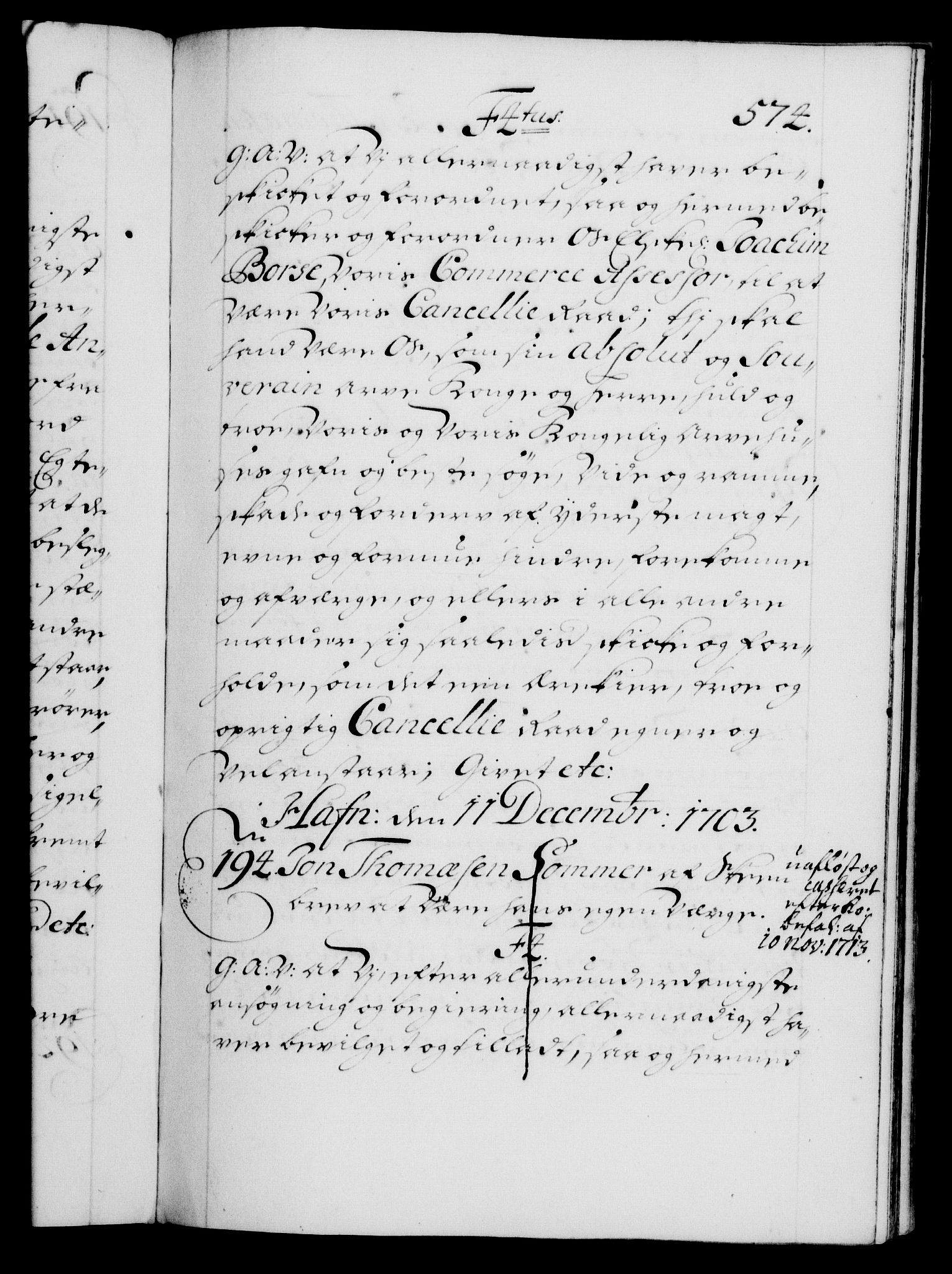 Danske Kanselli 1572-1799, AV/RA-EA-3023/F/Fc/Fca/Fcaa/L0018: Norske registre, 1699-1703, p. 574a