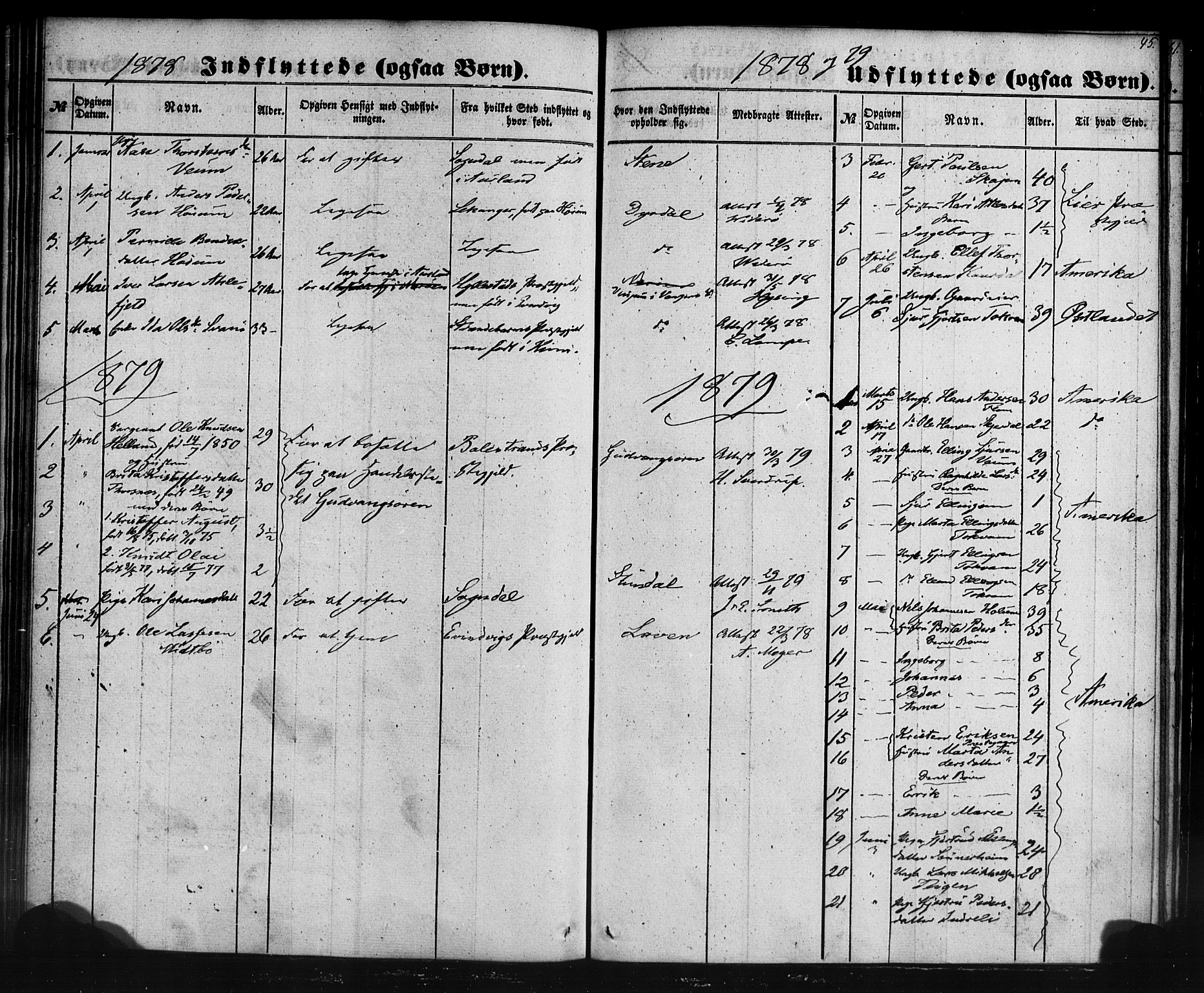Aurland sokneprestembete, SAB/A-99937/H/Ha/Haa/L0012: Parish register (official) no. A 12, 1858-1879, p. 45