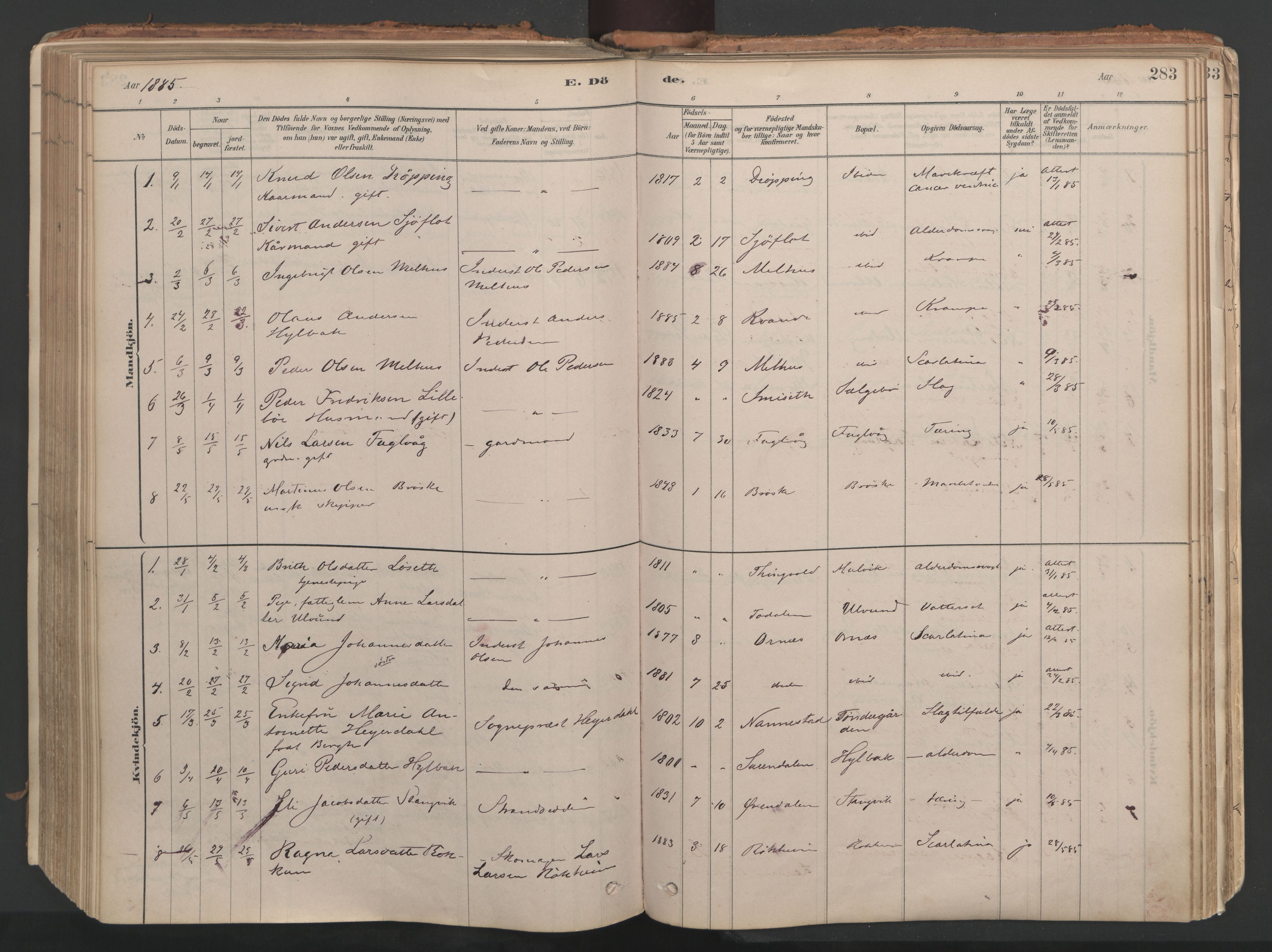 Ministerialprotokoller, klokkerbøker og fødselsregistre - Møre og Romsdal, AV/SAT-A-1454/592/L1029: Parish register (official) no. 592A07, 1879-1902, p. 283