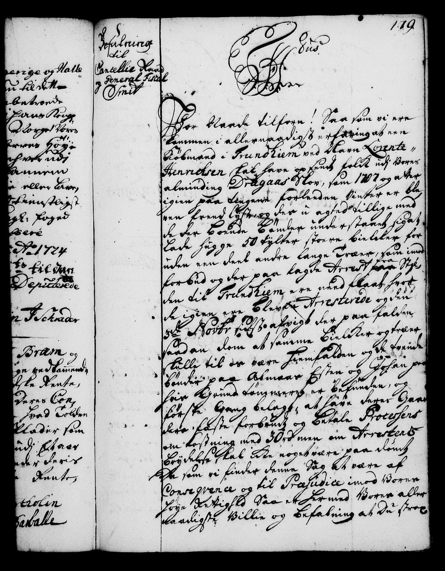 Rentekammeret, Kammerkanselliet, RA/EA-3111/G/Gg/Gga/L0002: Norsk ekspedisjonsprotokoll med register (merket RK 53.2), 1723-1727, p. 179
