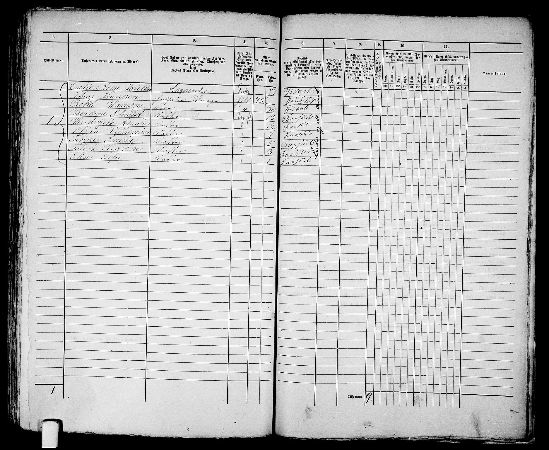 RA, 1865 census for Vanse/Farsund, 1865, p. 367