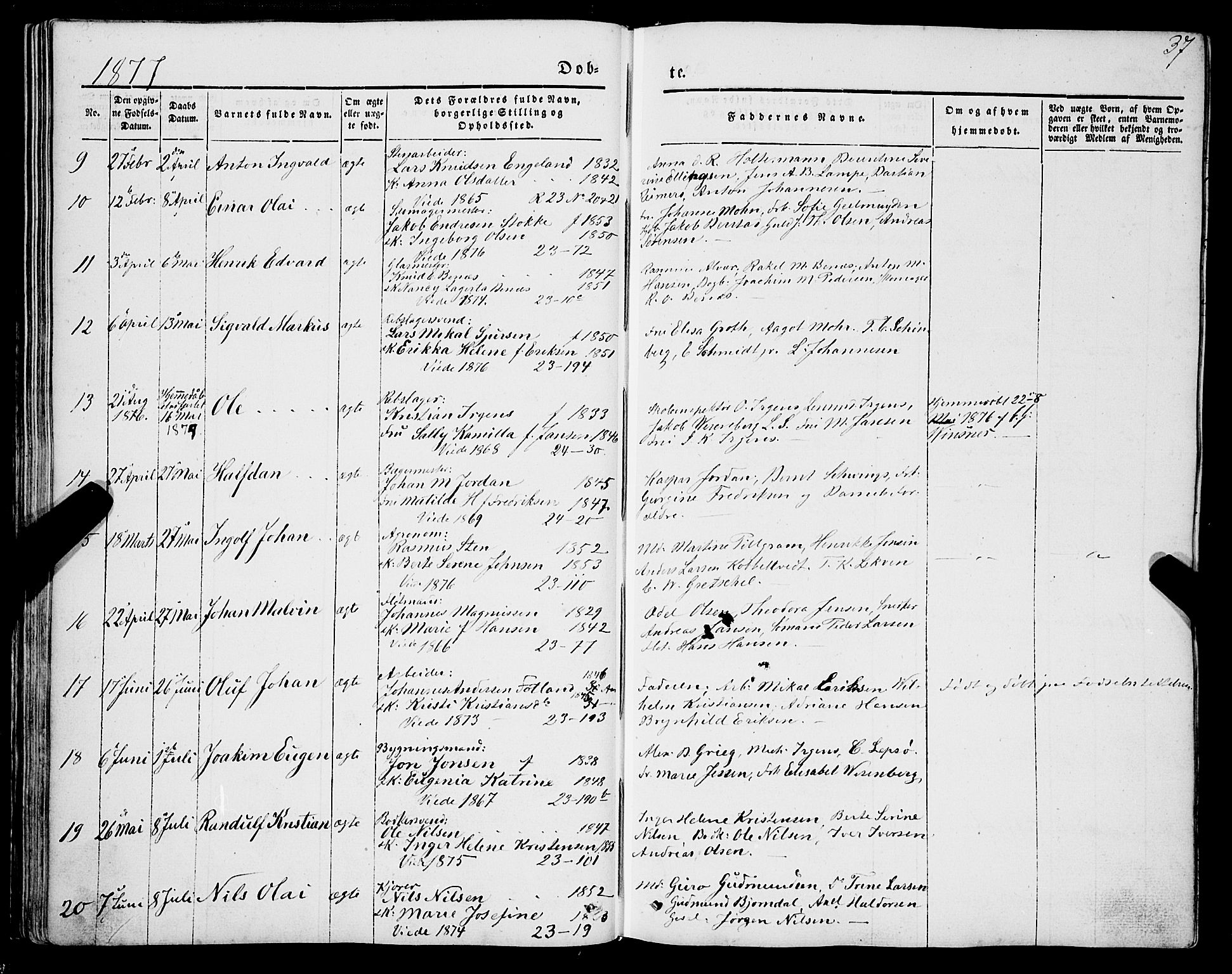 Mariakirken Sokneprestembete, SAB/A-76901/H/Haa/L0006: Parish register (official) no. A 6, 1846-1877, p. 37