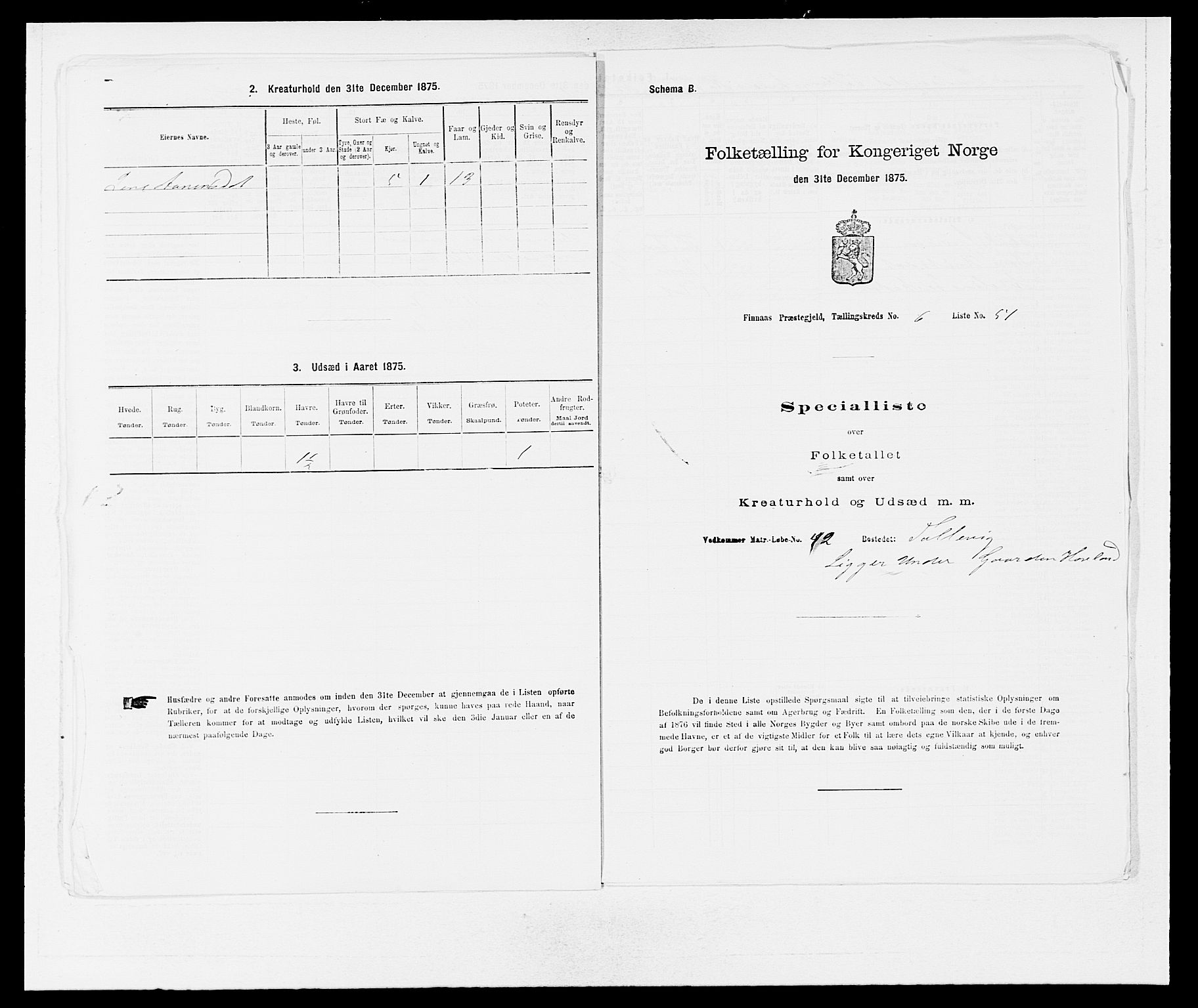 SAB, 1875 census for 1218P Finnås, 1875, p. 782