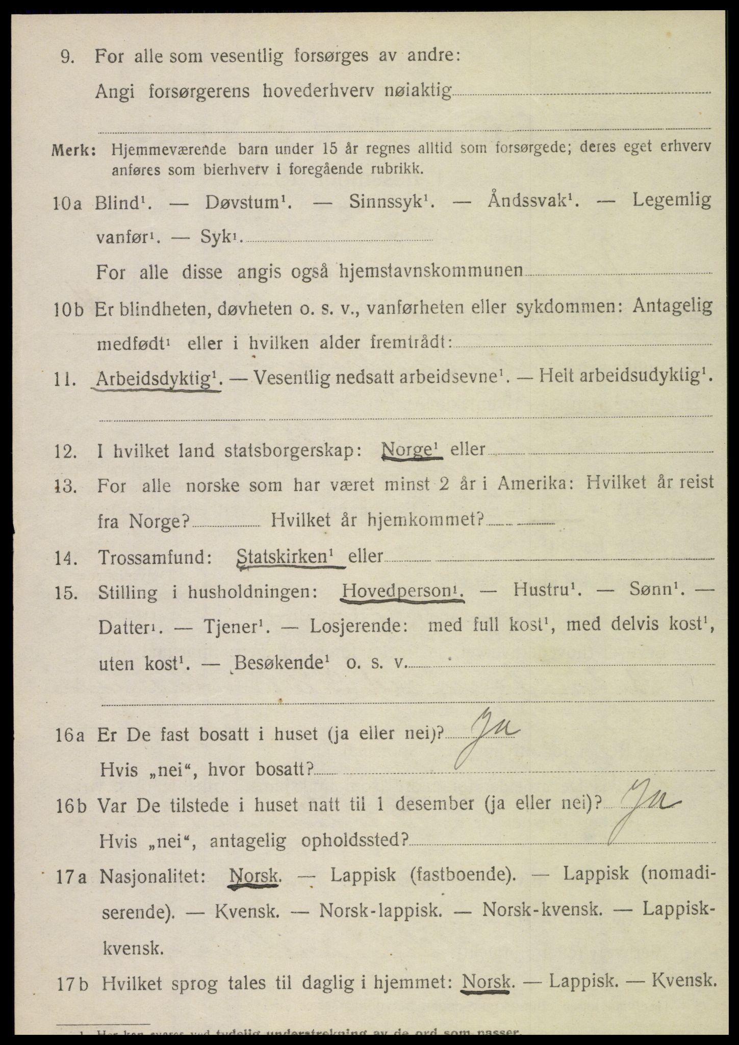 SAT, 1920 census for Vefsn, 1920, p. 11758