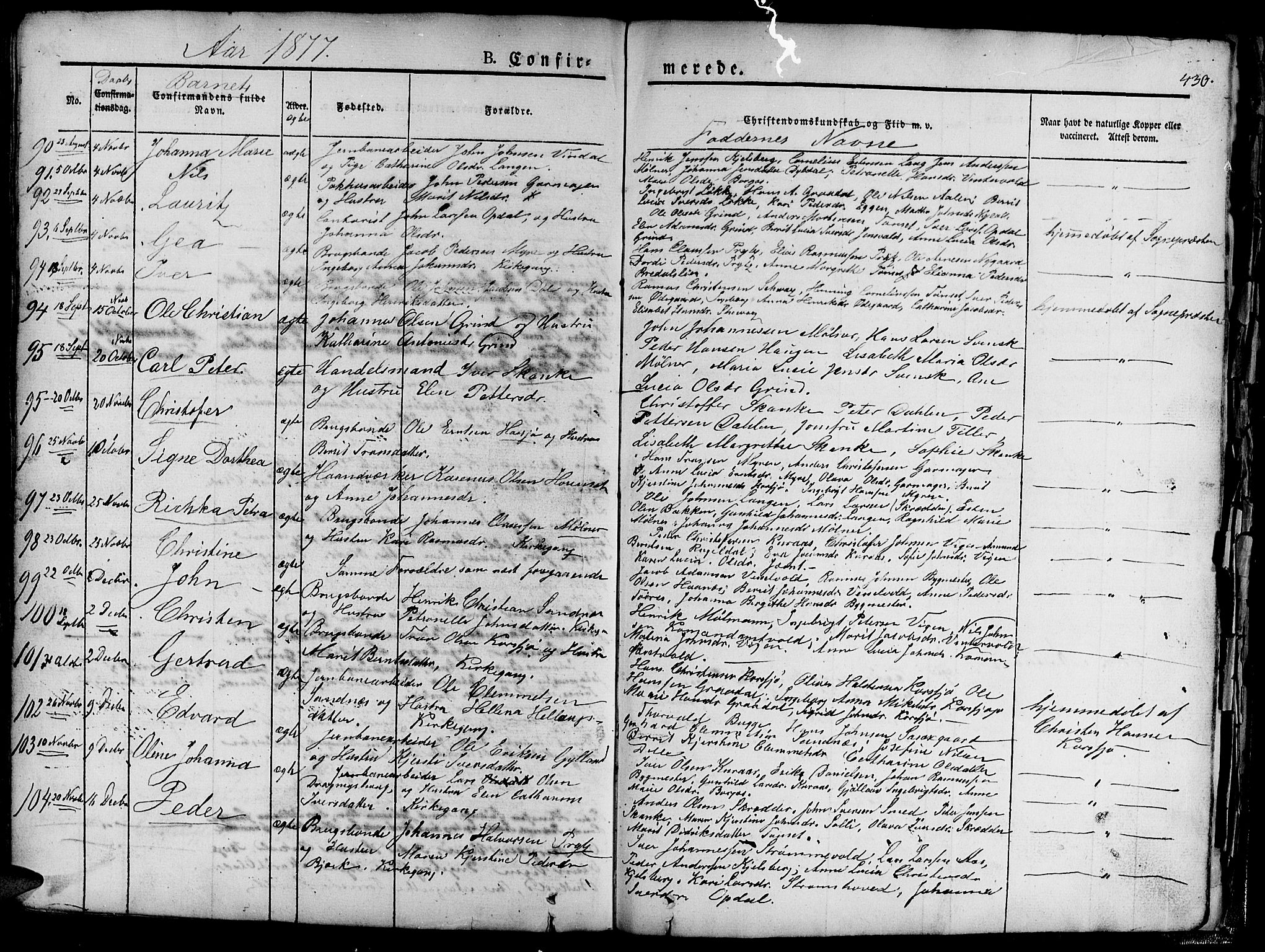Ministerialprotokoller, klokkerbøker og fødselsregistre - Sør-Trøndelag, SAT/A-1456/681/L0938: Parish register (copy) no. 681C02, 1829-1879, p. 430