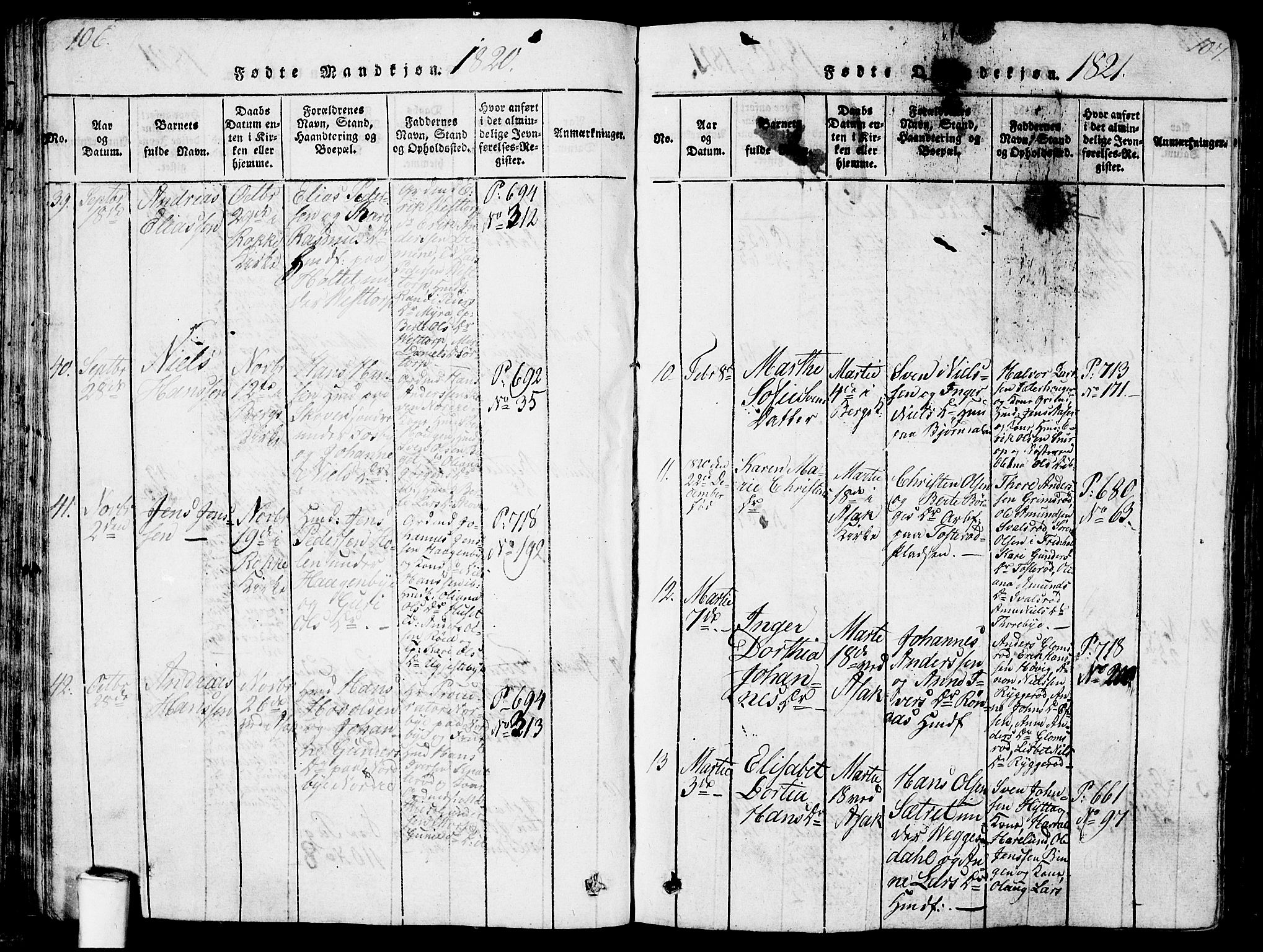 Berg prestekontor Kirkebøker, SAO/A-10902/G/Ga/L0001: Parish register (copy) no. I 1, 1815-1832, p. 106-107