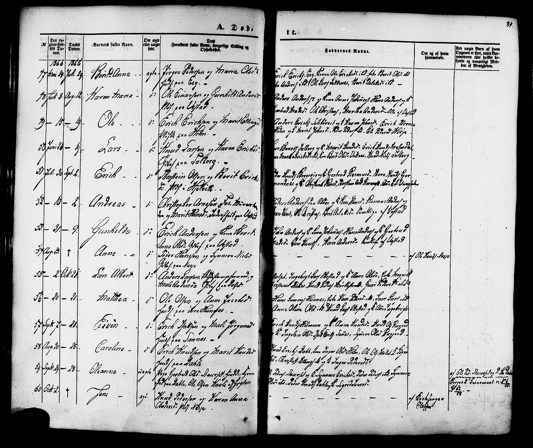 Ministerialprotokoller, klokkerbøker og fødselsregistre - Møre og Romsdal, AV/SAT-A-1454/547/L0603: Parish register (official) no. 547A05, 1846-1877, p. 84